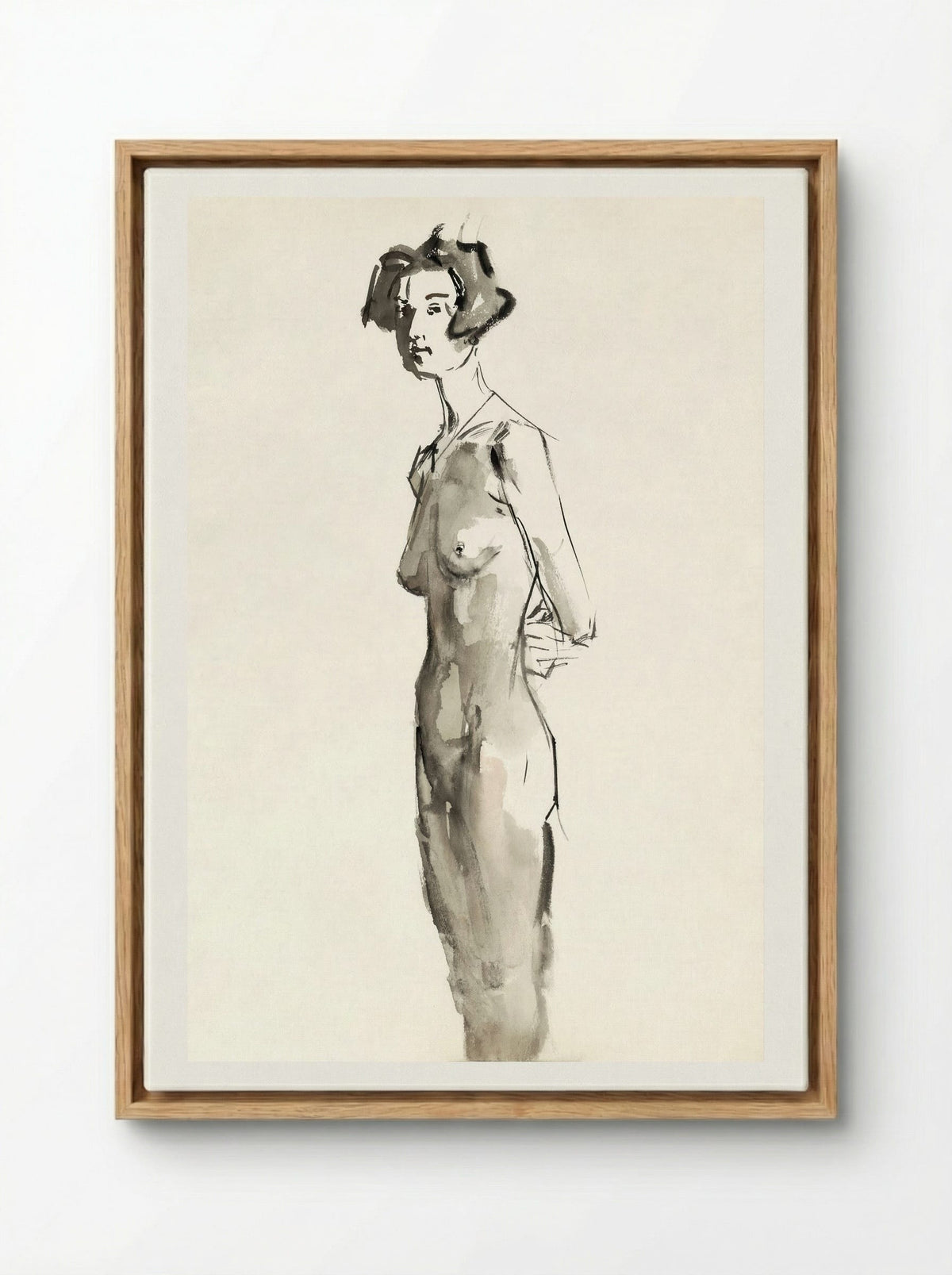 Standing Female Nude - Isaac Israels - Framed Canvas Wood