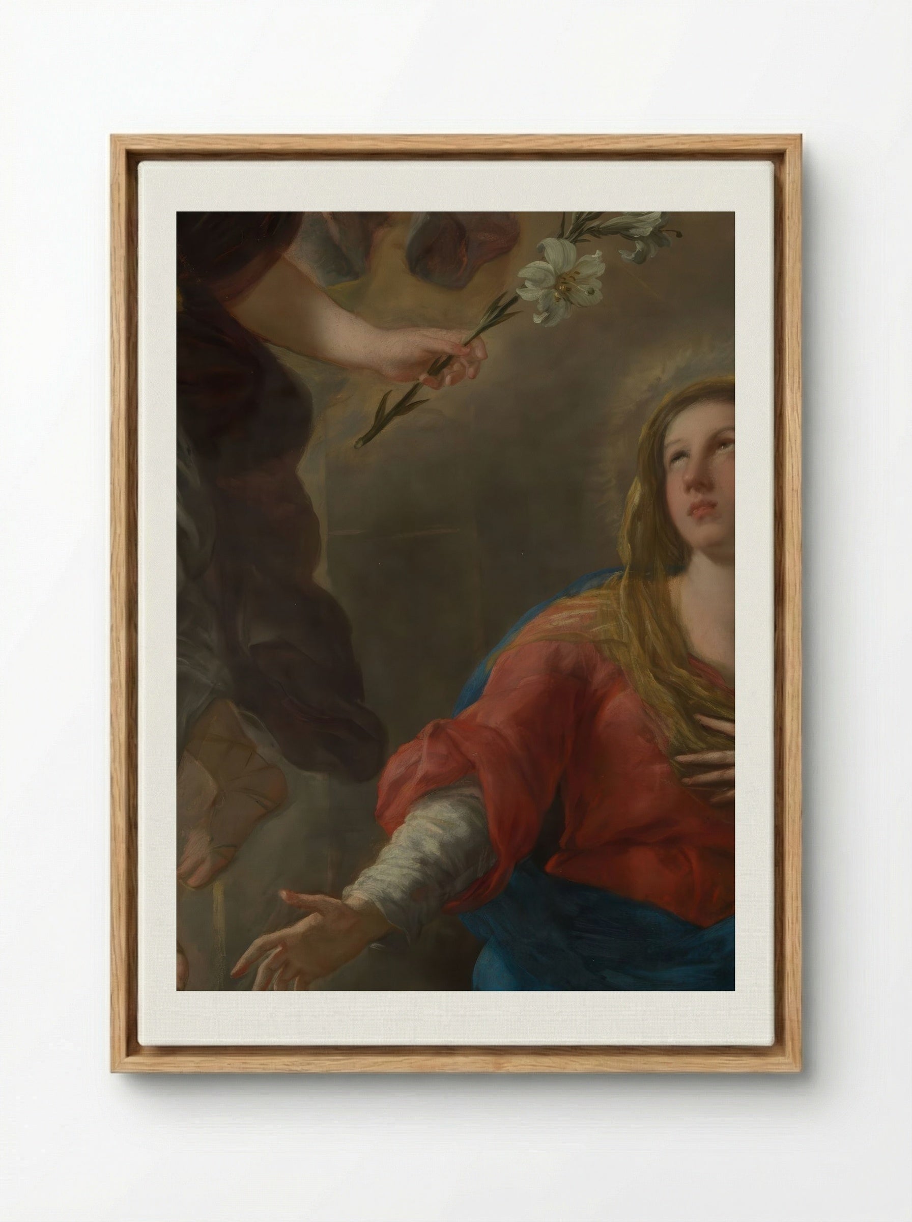 The Annunciation - Luca Giordano - Framed Canvas Wood