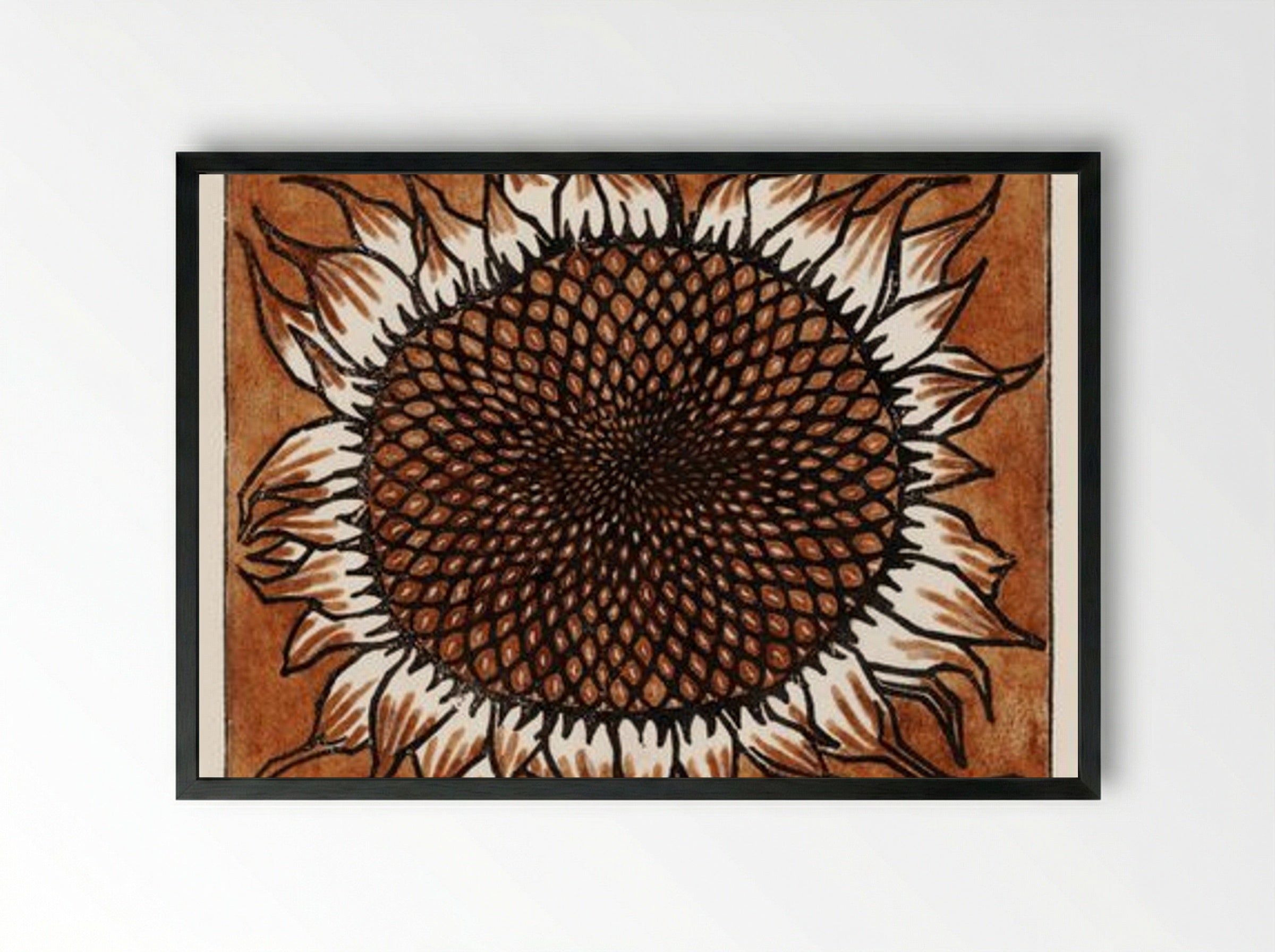 November Sunflower - Julie de Graag - Framed Print Black