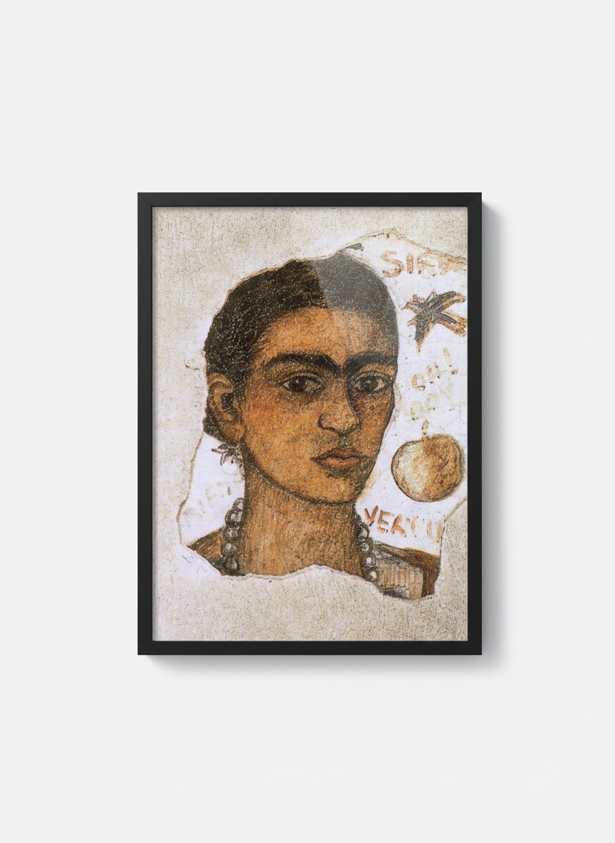 Self-Portrait (Very Ugly) - Frida Kahlo - Framed Print Black