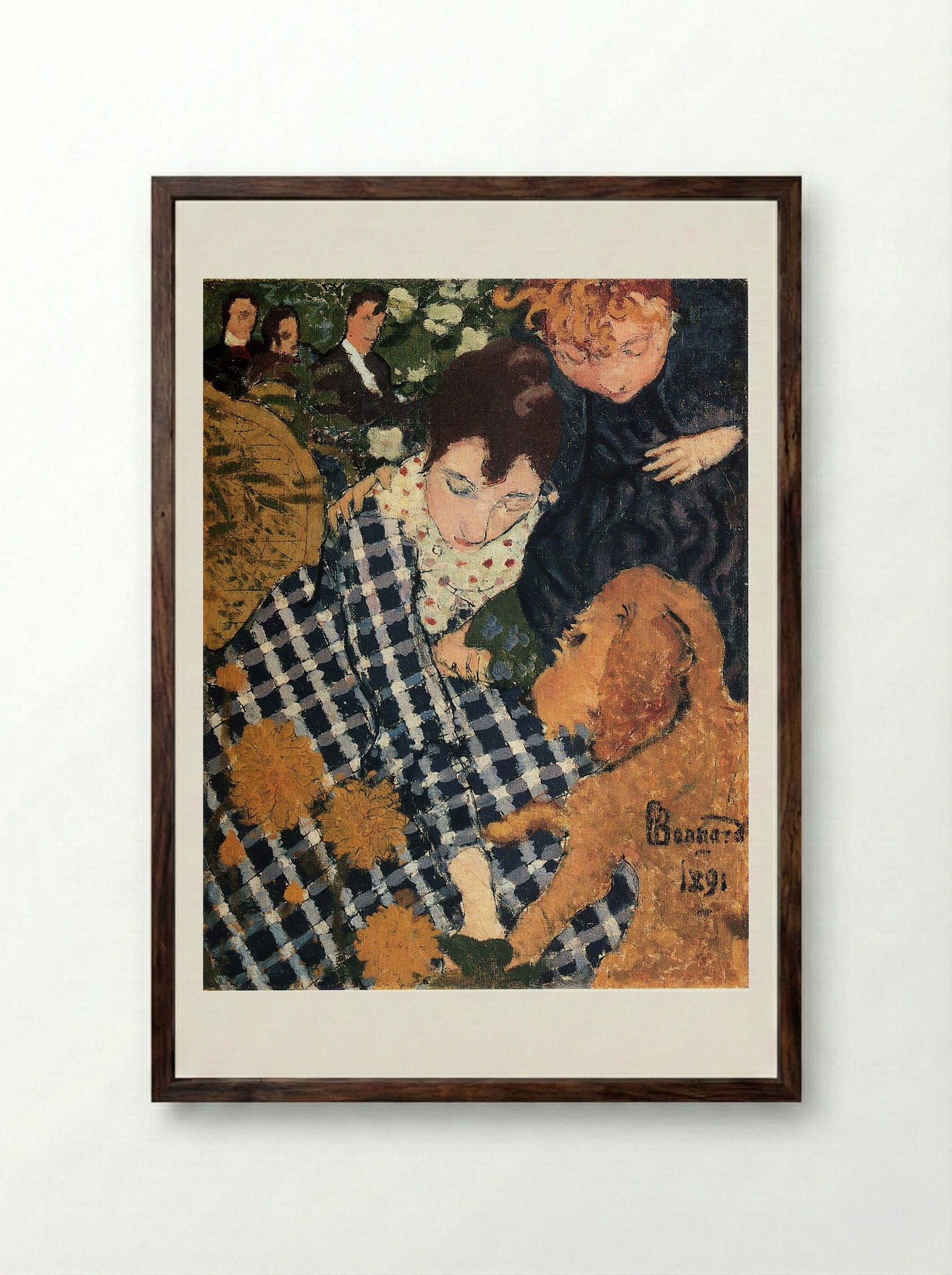 Woman with Dog - Pierre Bonnard - Framed Print Dark Wood