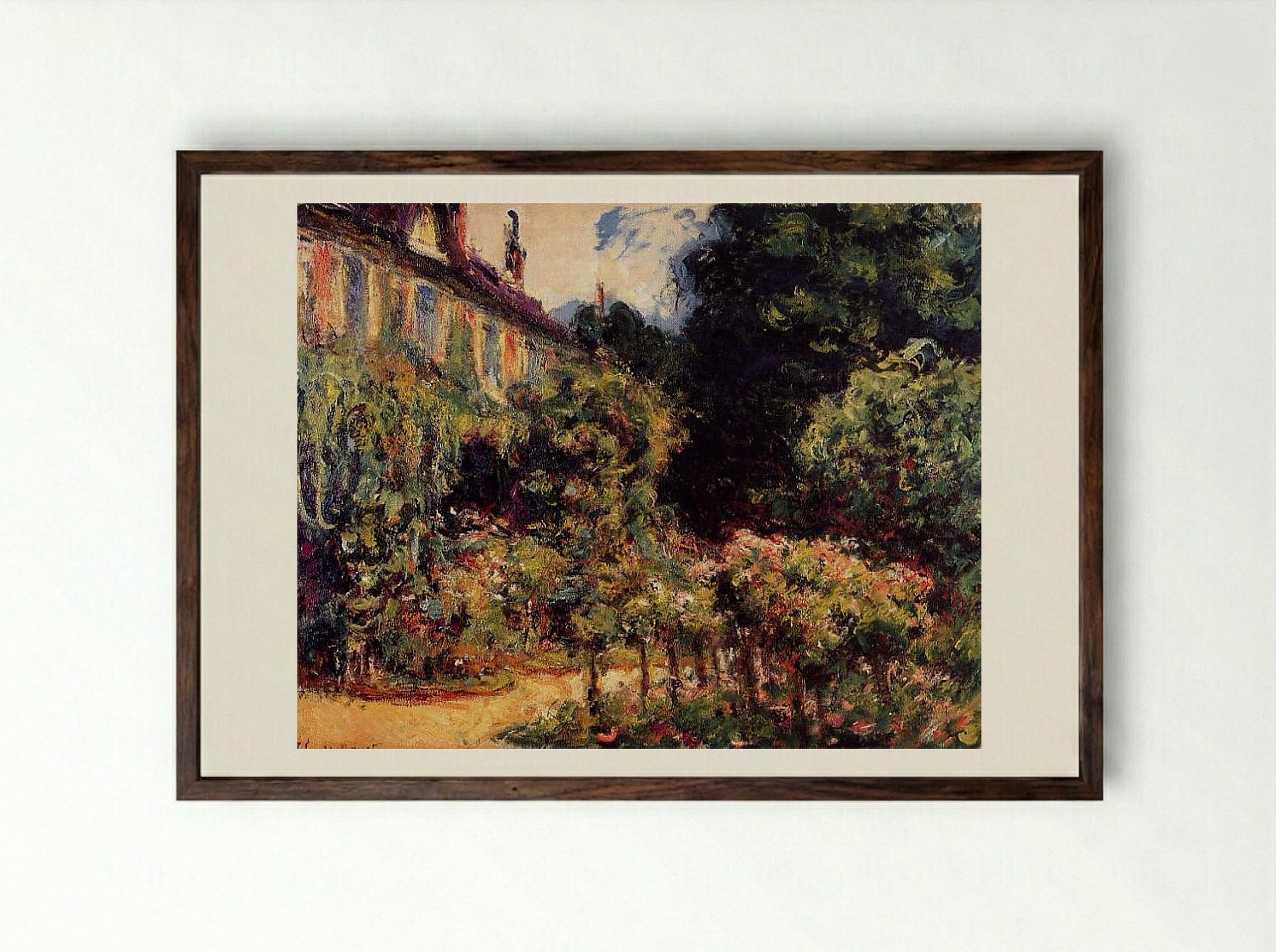 The Artist's House at Giverny - Claude Monet - Framed Print Dark Wood