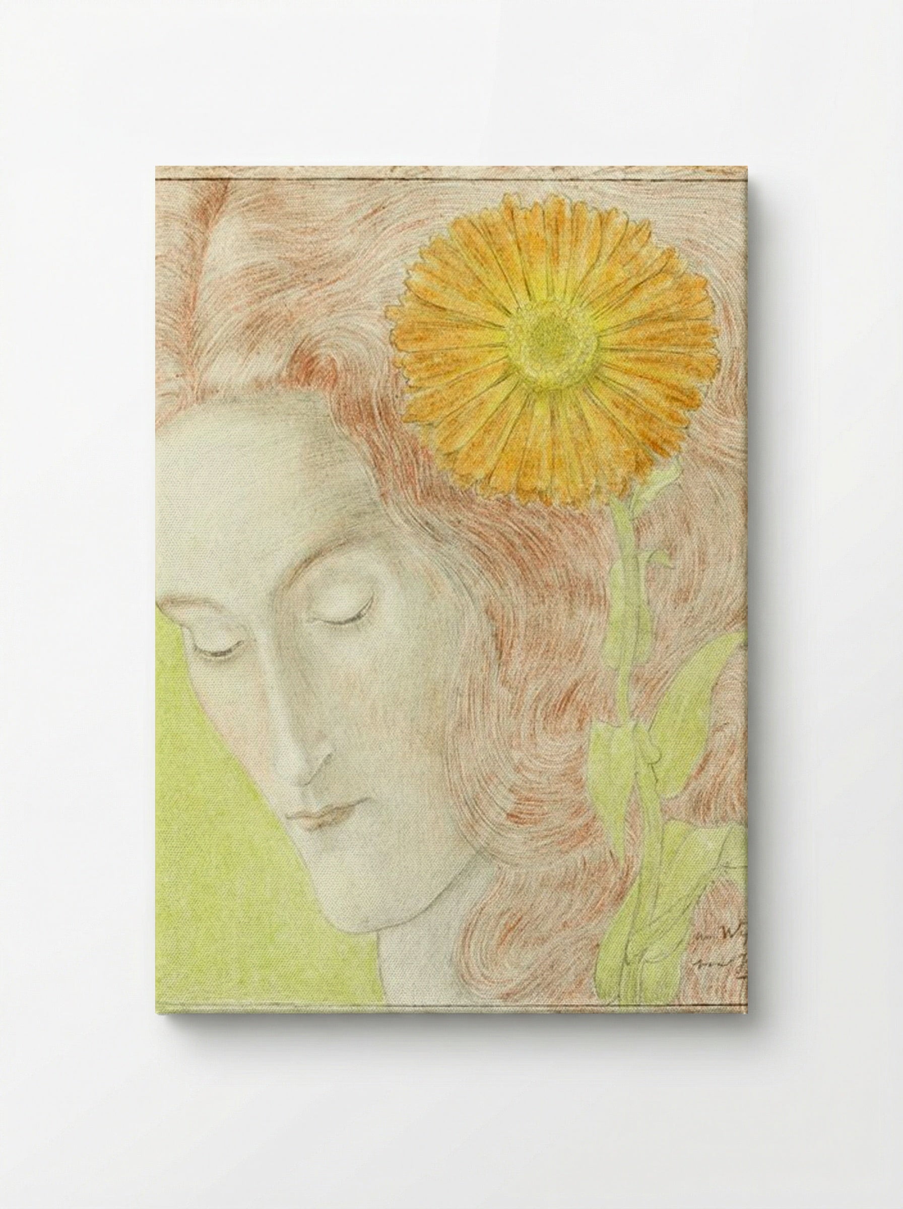 Woman's Head with Red Hair and Chrysanthemum - Jan Toorop - Canvas