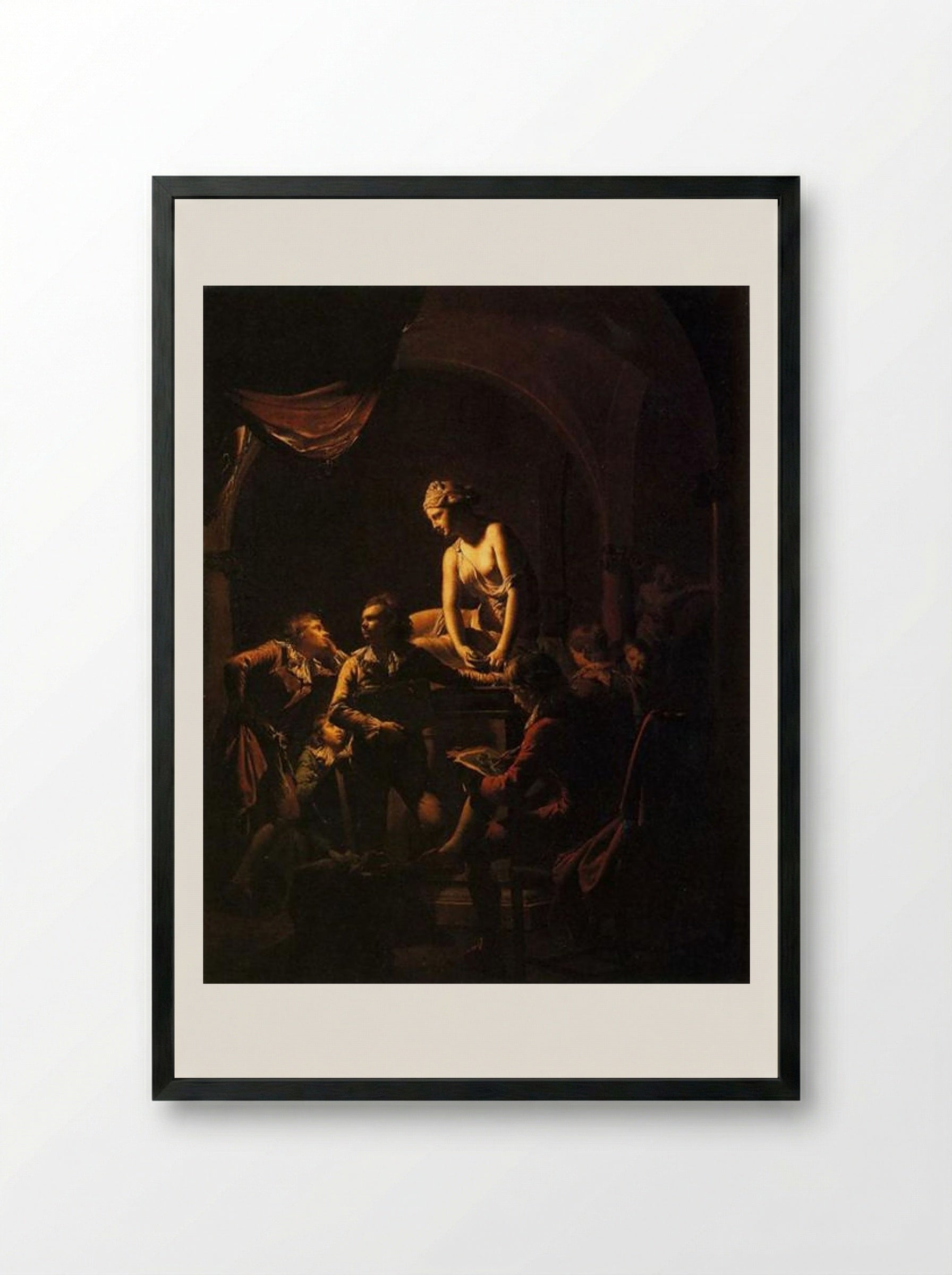 An Academy by Lamplight - Joseph Wright - Framed Print Black