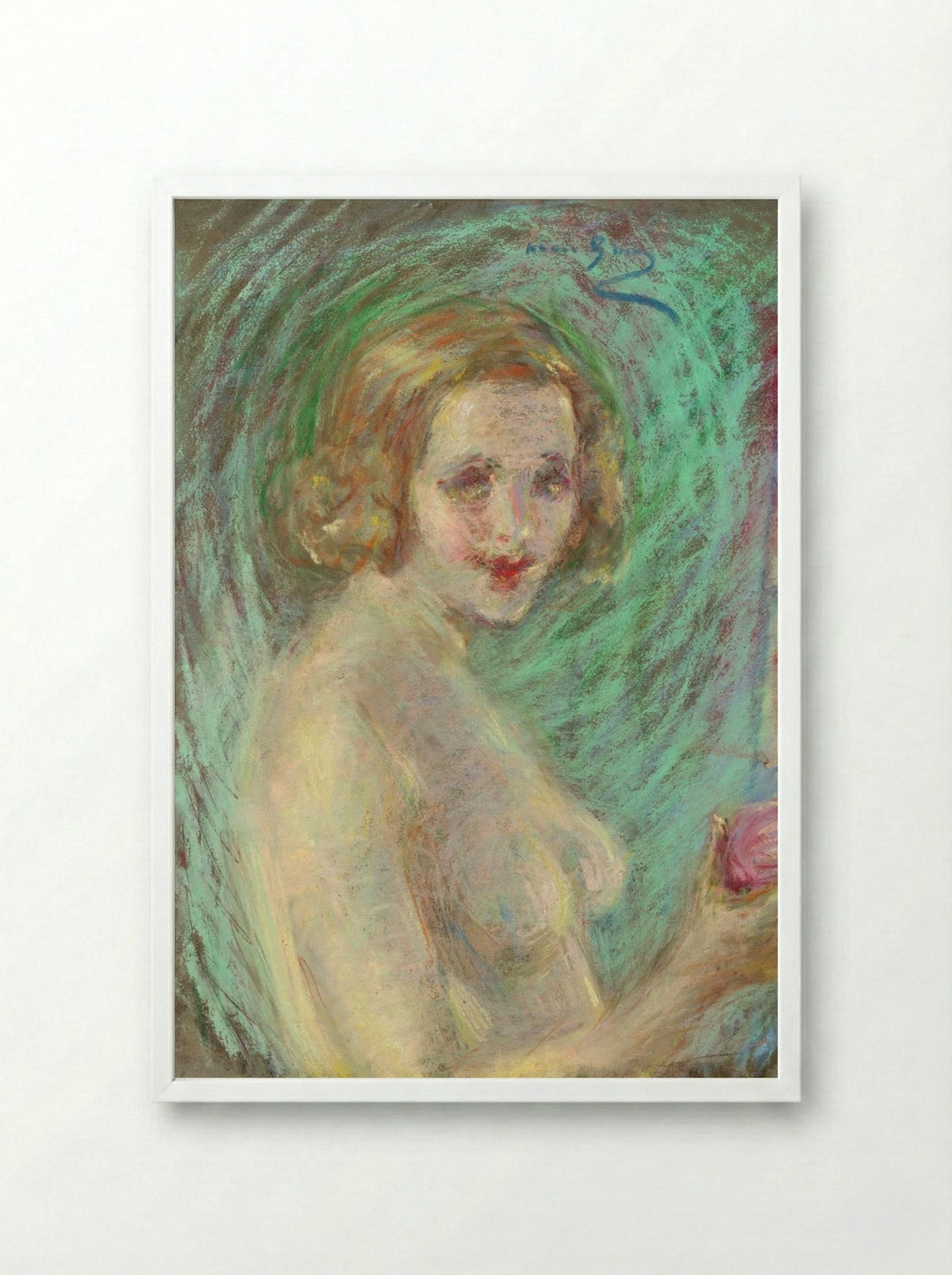 Nude with Fruit - Alice Pike Barney - Framed Print White