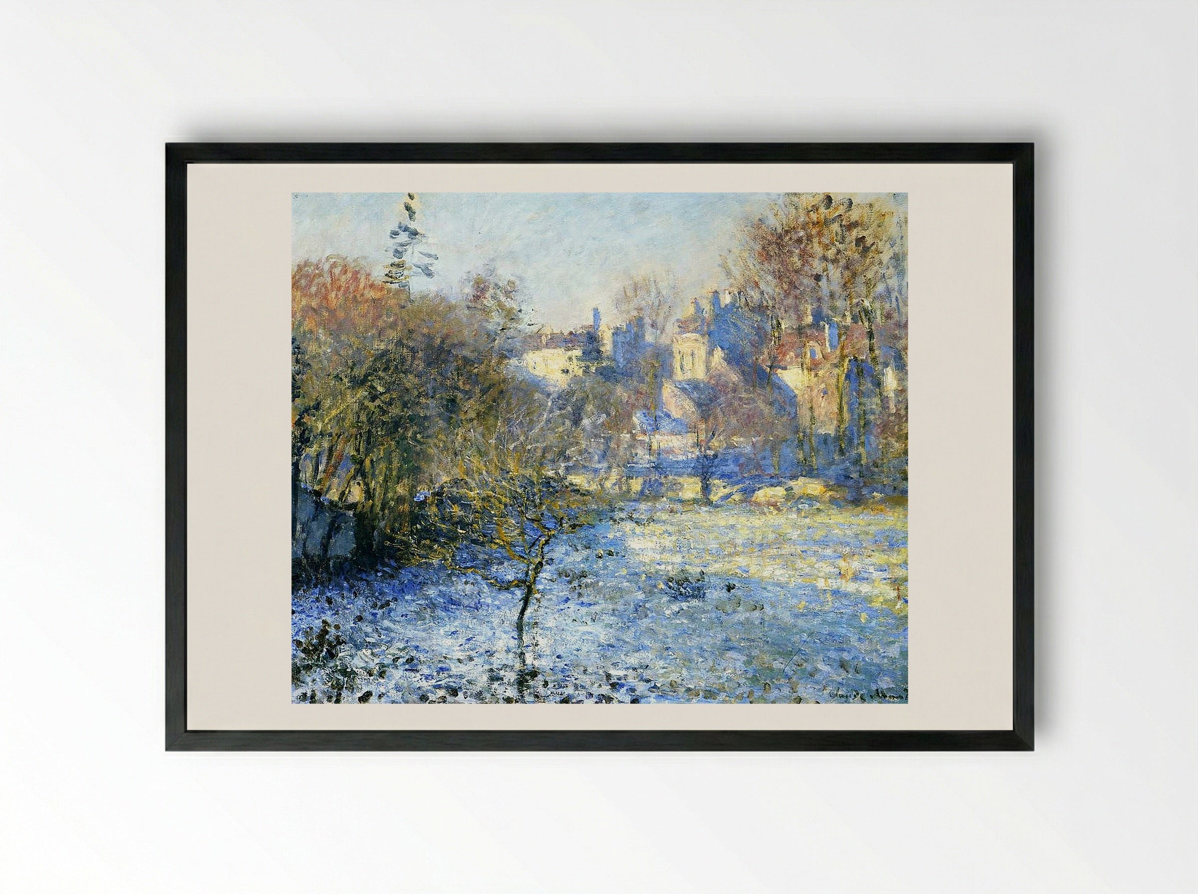 The Magpie - Claude Monet - Framed Print Black