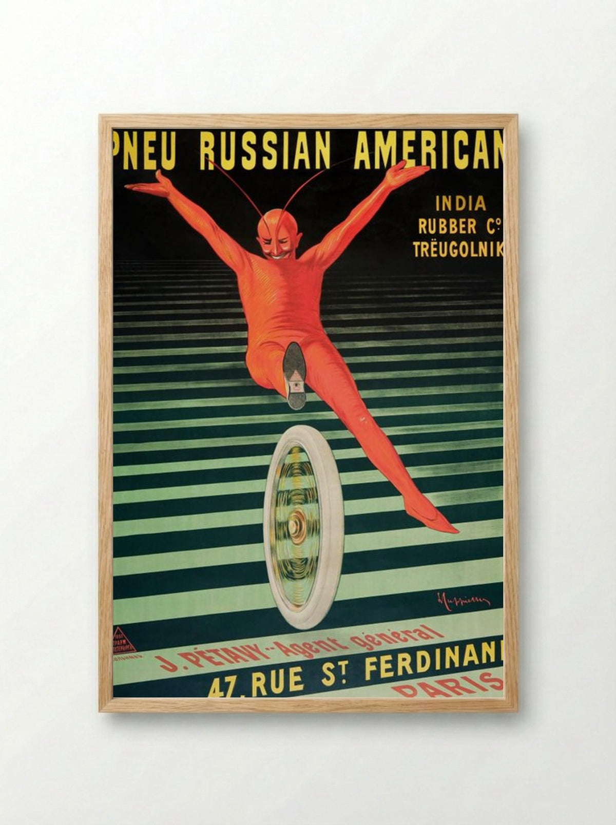 Pneu Russian American - India Rubber Co. Trëugolnik - Leonetto Cappiello - Framed Print Wood
