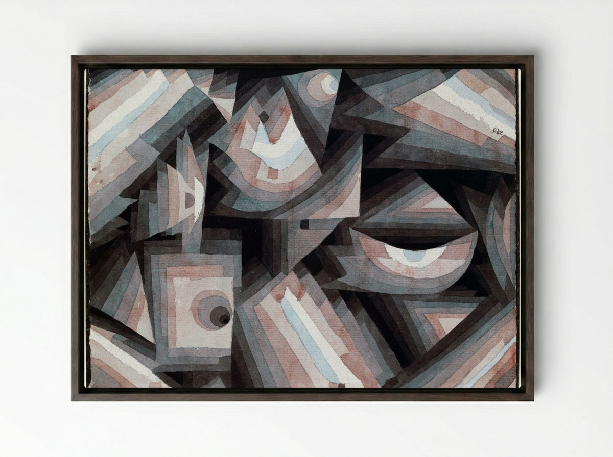 Crystal Gradation - Paul Klee - Framed Canvas Dark Wood