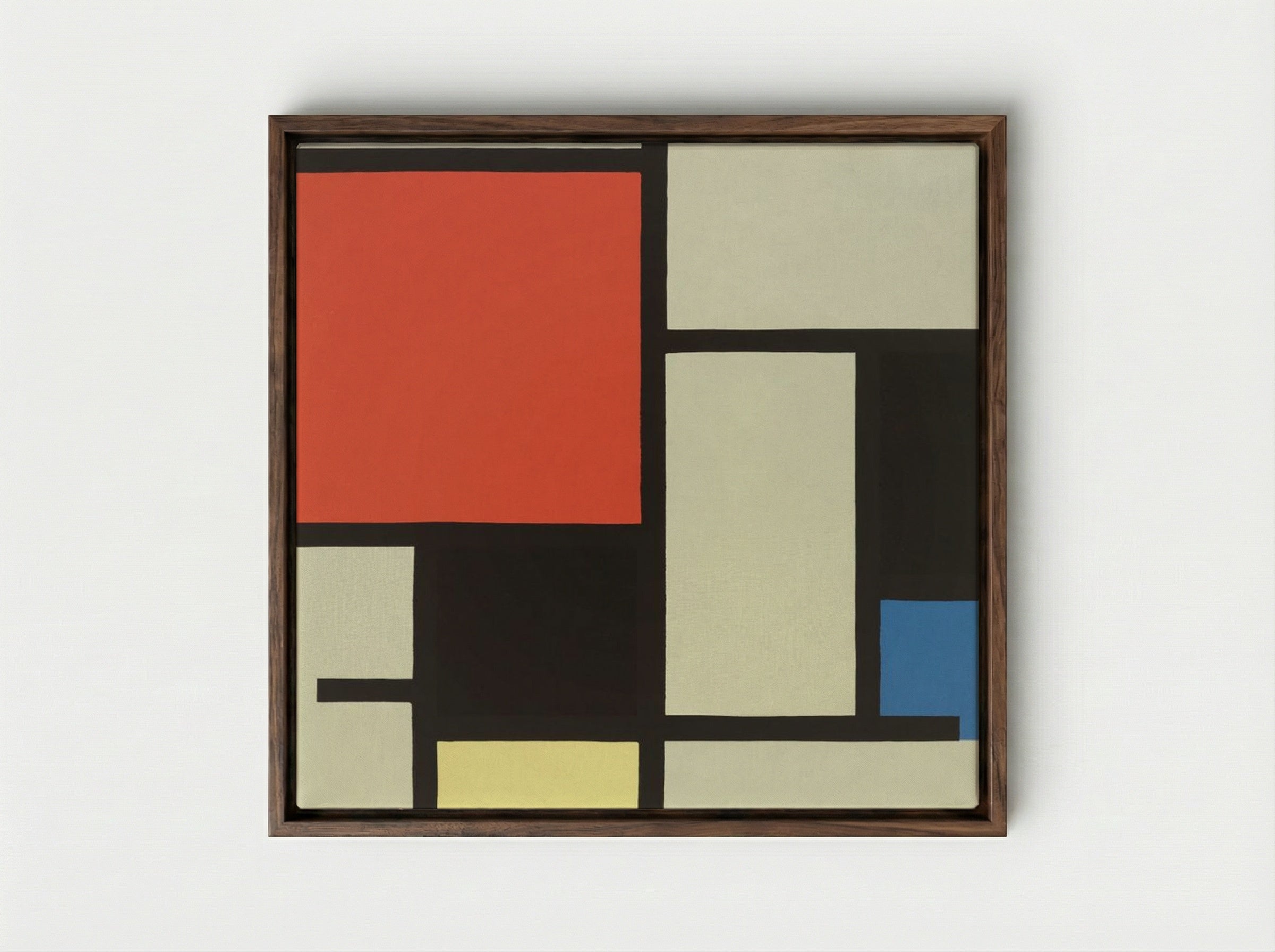 Composition with Red, Blue and Yellow - Piet Mondrian - Framed Canvas Dark Wood
