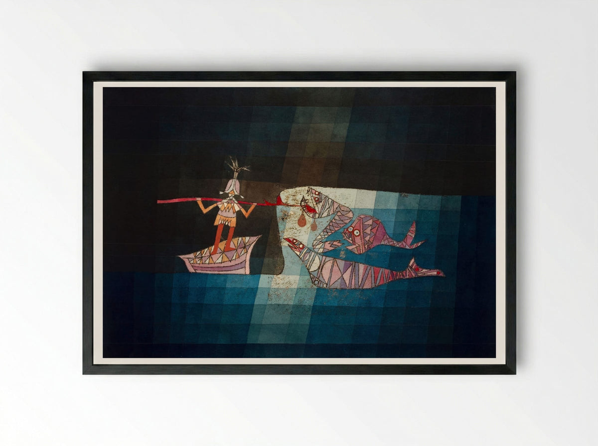 Battle Scene from 'The Seafarers' - Paul Klee - Framed Print Black