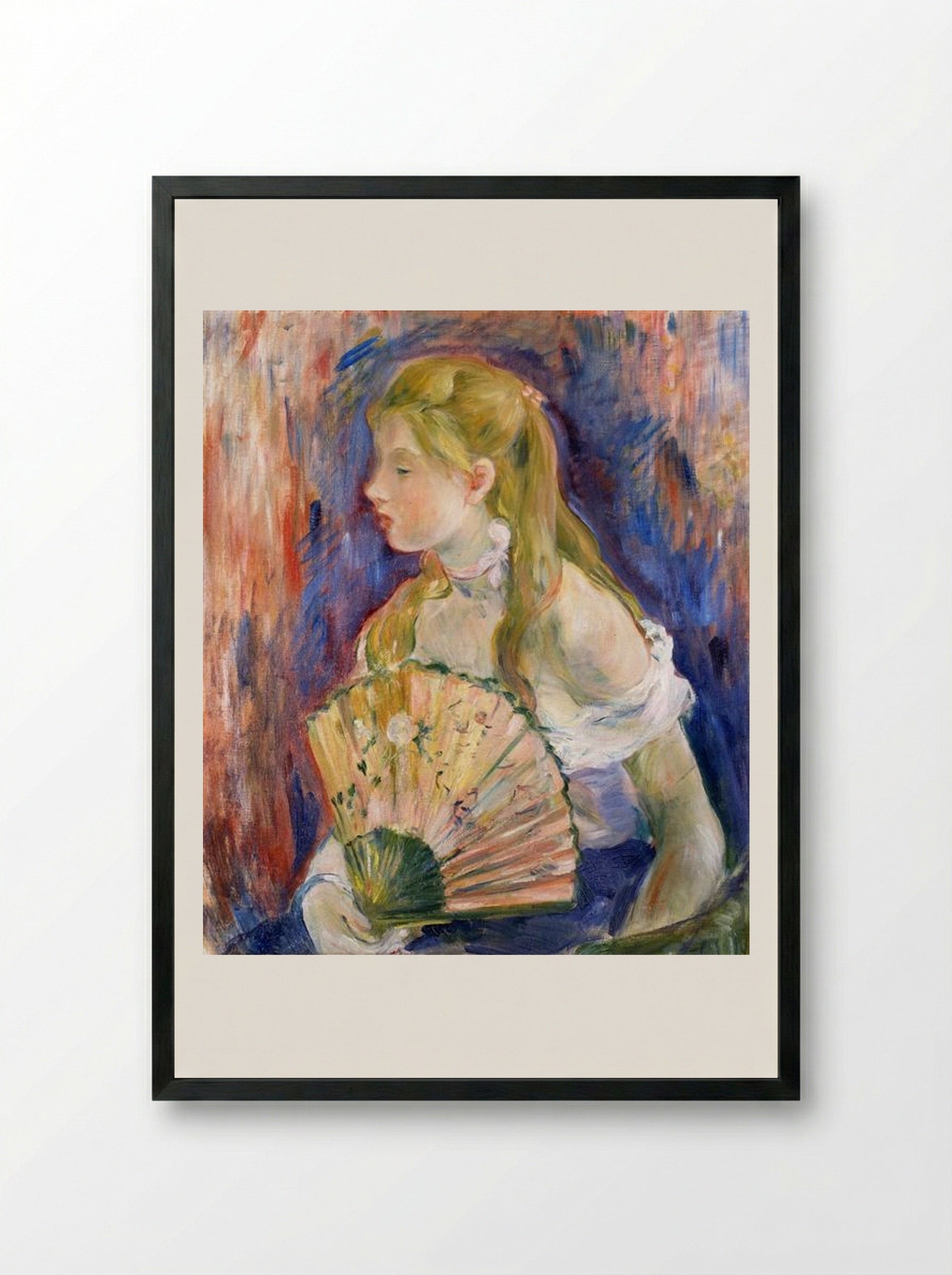 Young Girl with a Fan - Berthe Morisot - Framed Print Black