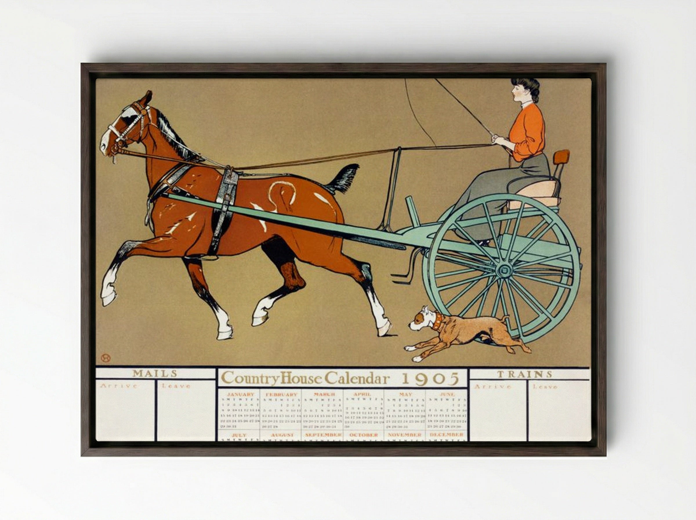 Country House Calendar 1905 - Edward Penfield - Framed Canvas Dark Wood