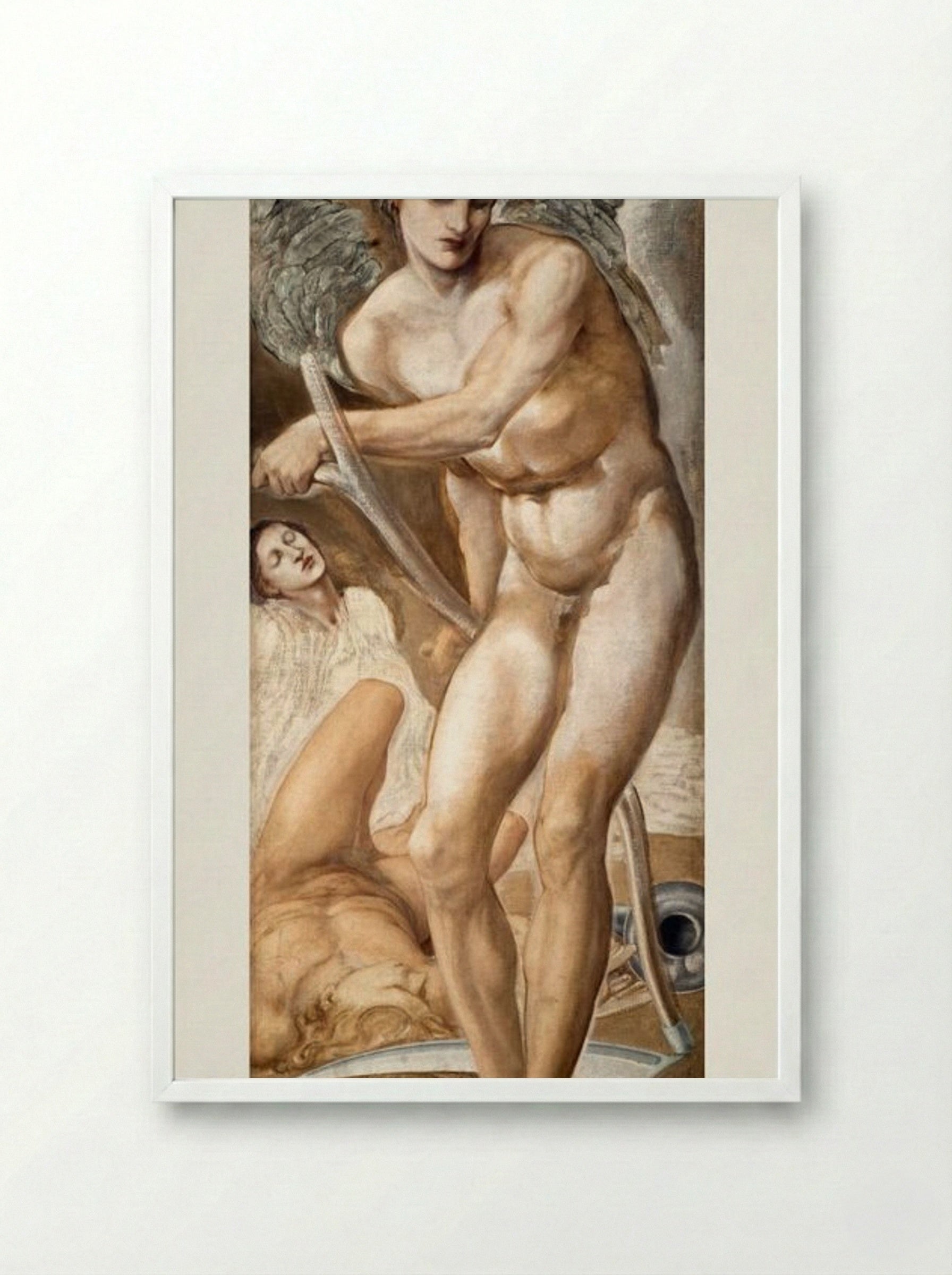 Study of Oblivion Conquering Fame - Edward Burne-Jones - Framed Print White