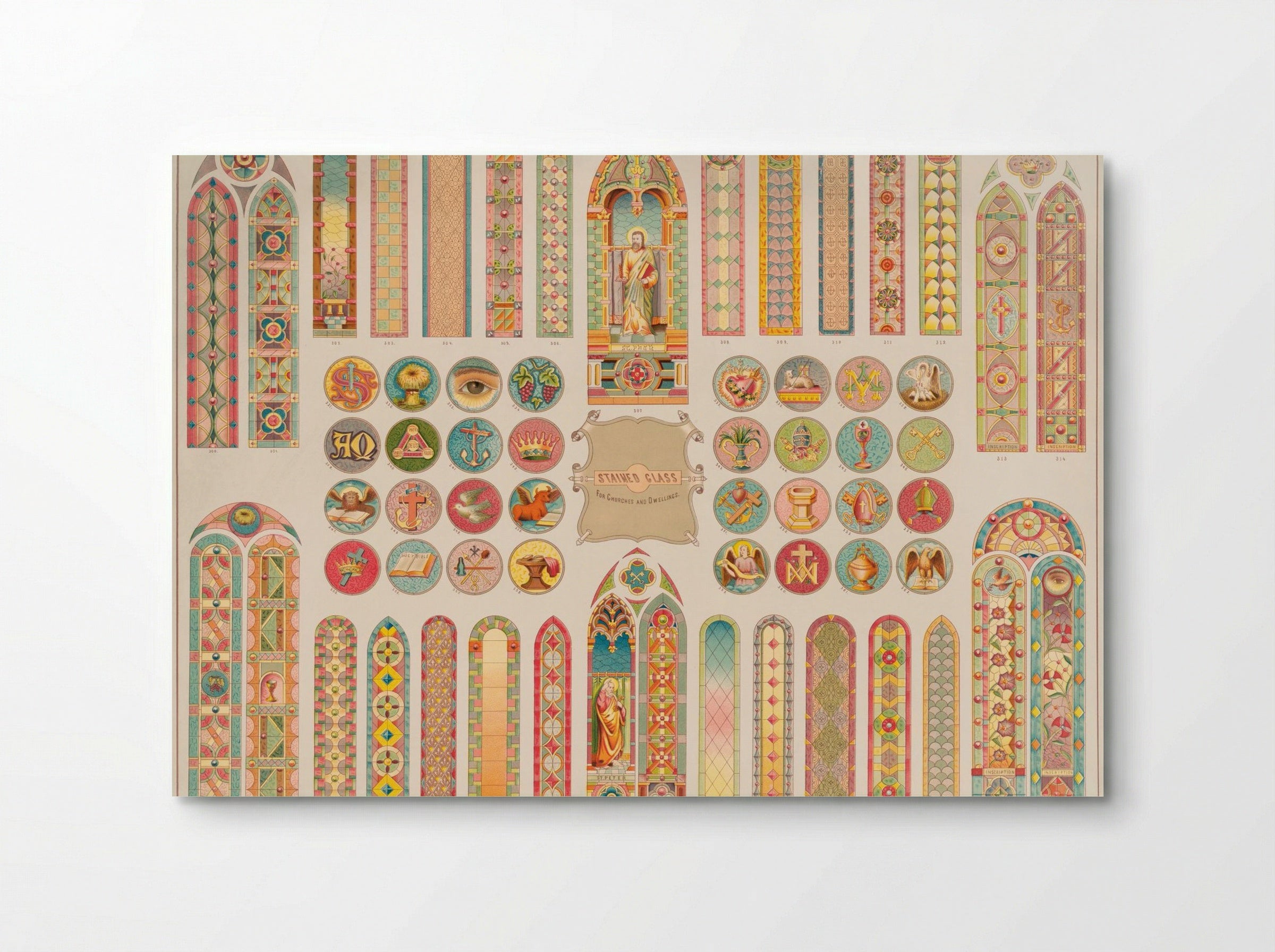 Stained Glass Designs for Churches and Dwellings - Fine Art Print - Poster