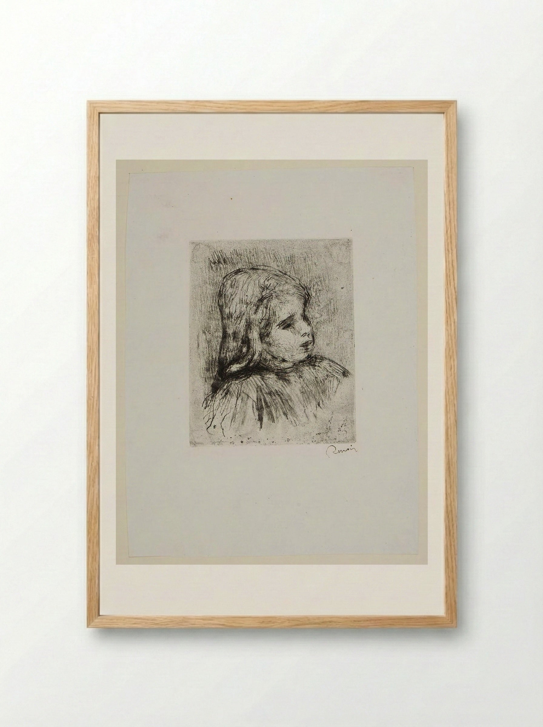 Claude Renoir, three-quarters right - Pierre-Auguste Renoir - Framed Print Wood