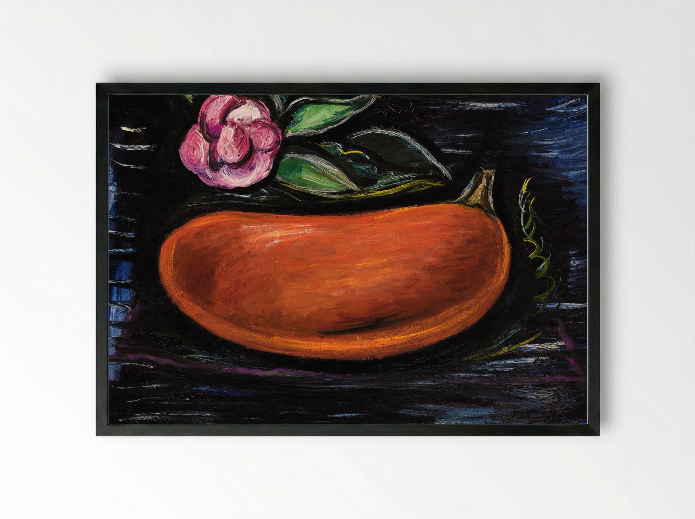 Still Life with Pumpkin and Camellia - Marsden Hartley - Framed Print Black