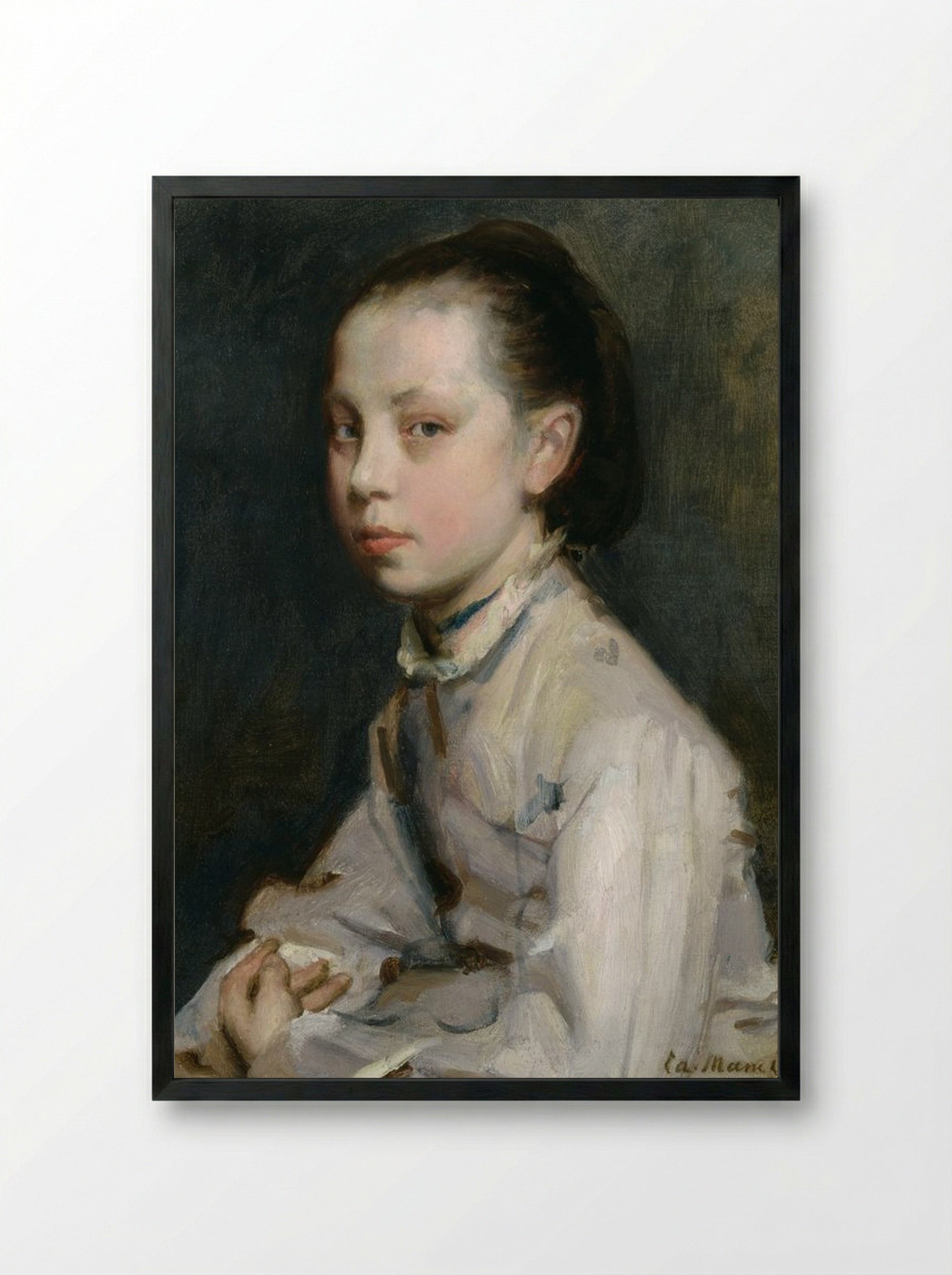 Portrait of a Girl - Berthe Morisot - Framed Print Black