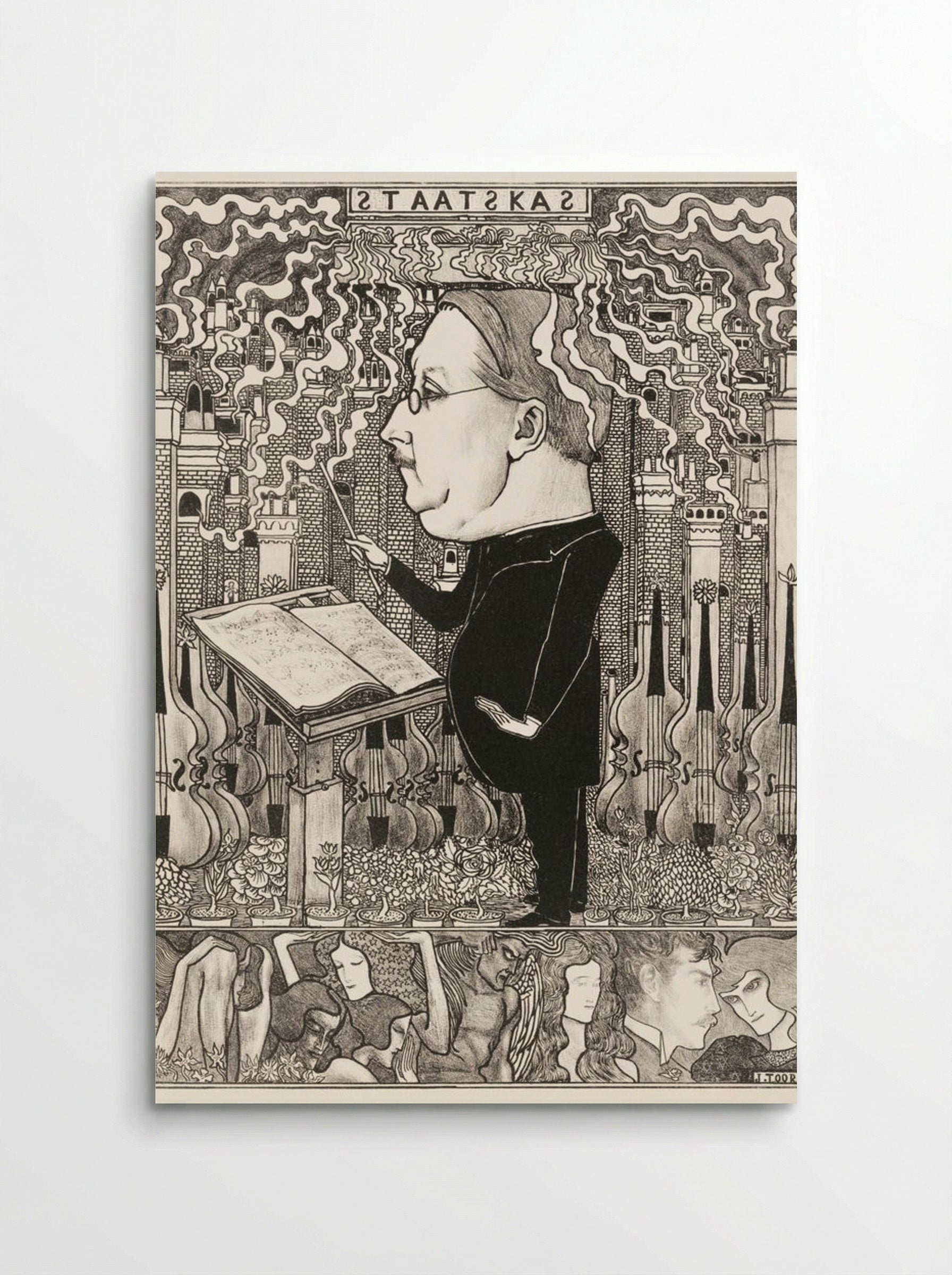 Conductor with Violins and Smoking Chimneys Behind - Jan Toorop - Poster
