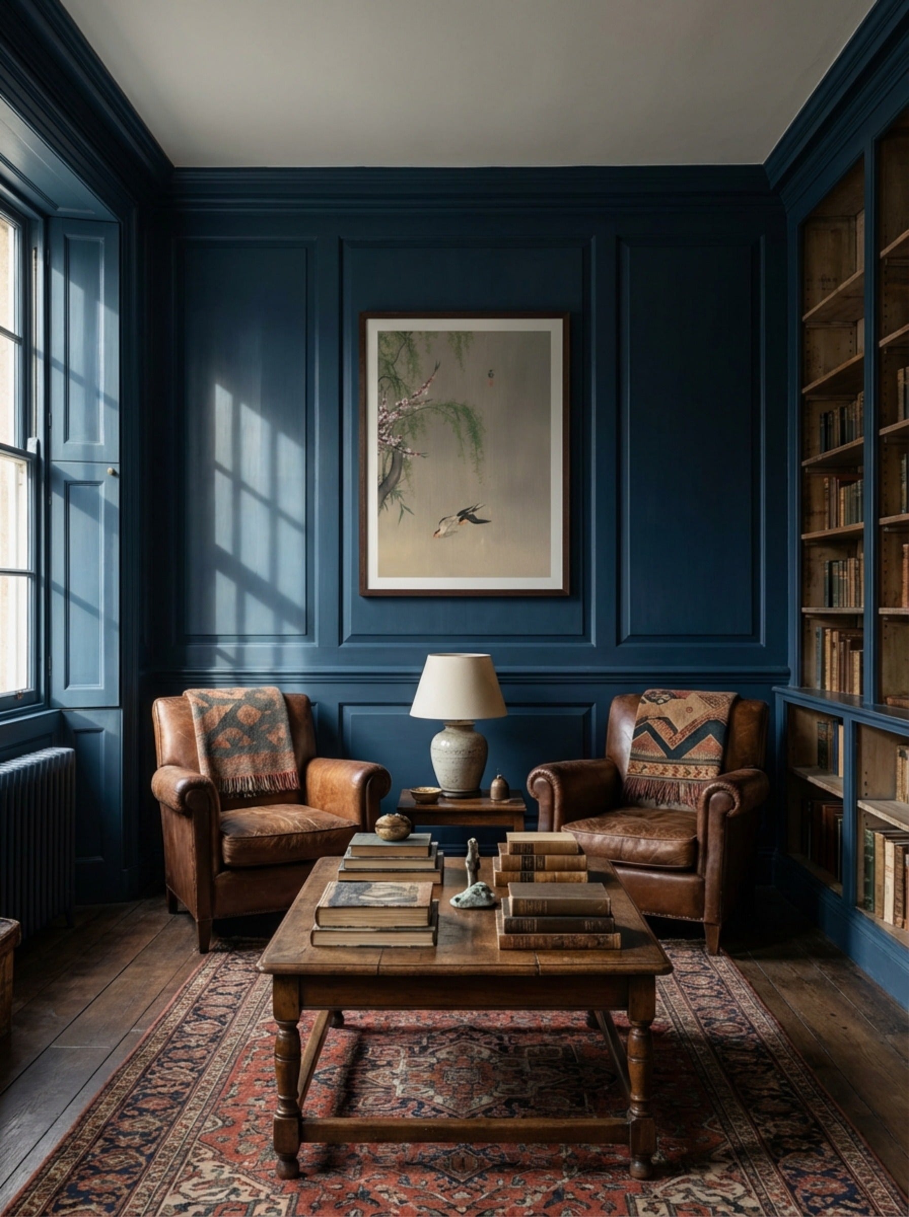 Two Barn Swallows In Flight Willow Branch And Flowering Cherry Above - Ohara Koson