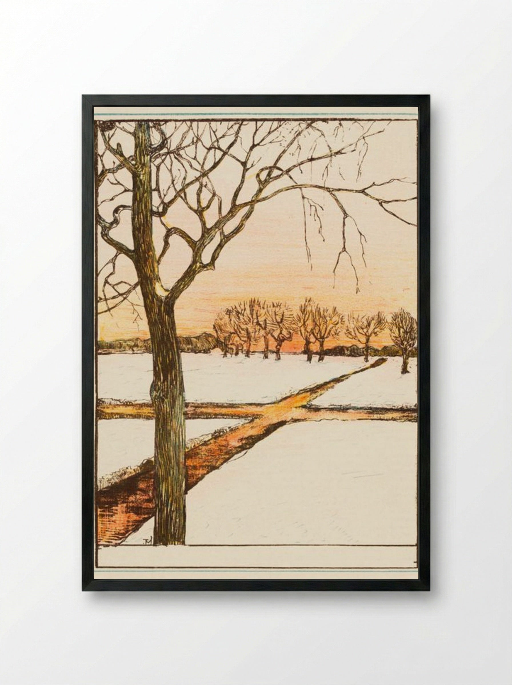 Sneeuwlandschap (Snowy Landscape) - Theo van Hoytema - Framed Print Black