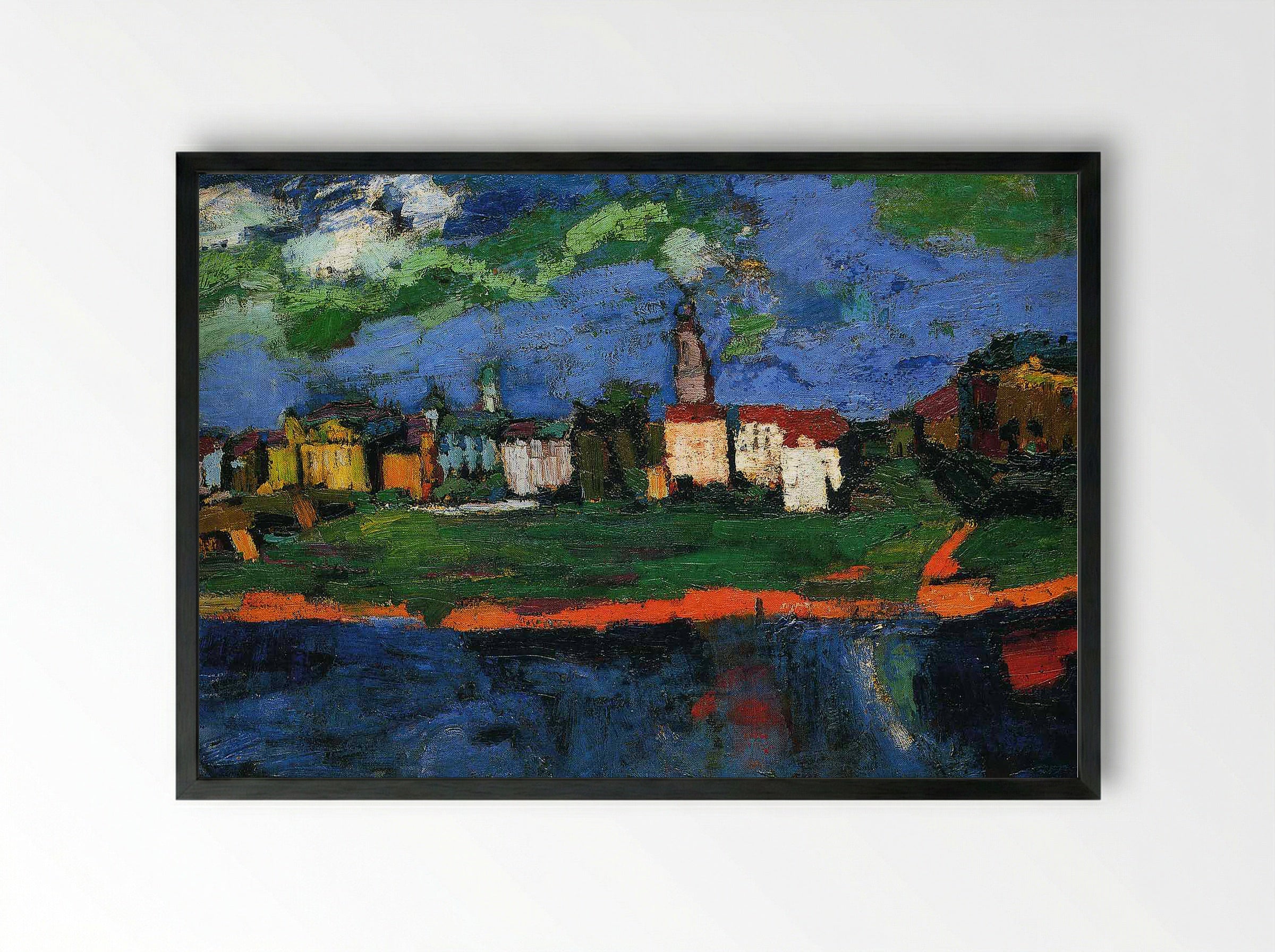The Elbe Near Dresden - Oskar Kokoschka - Framed Print Black