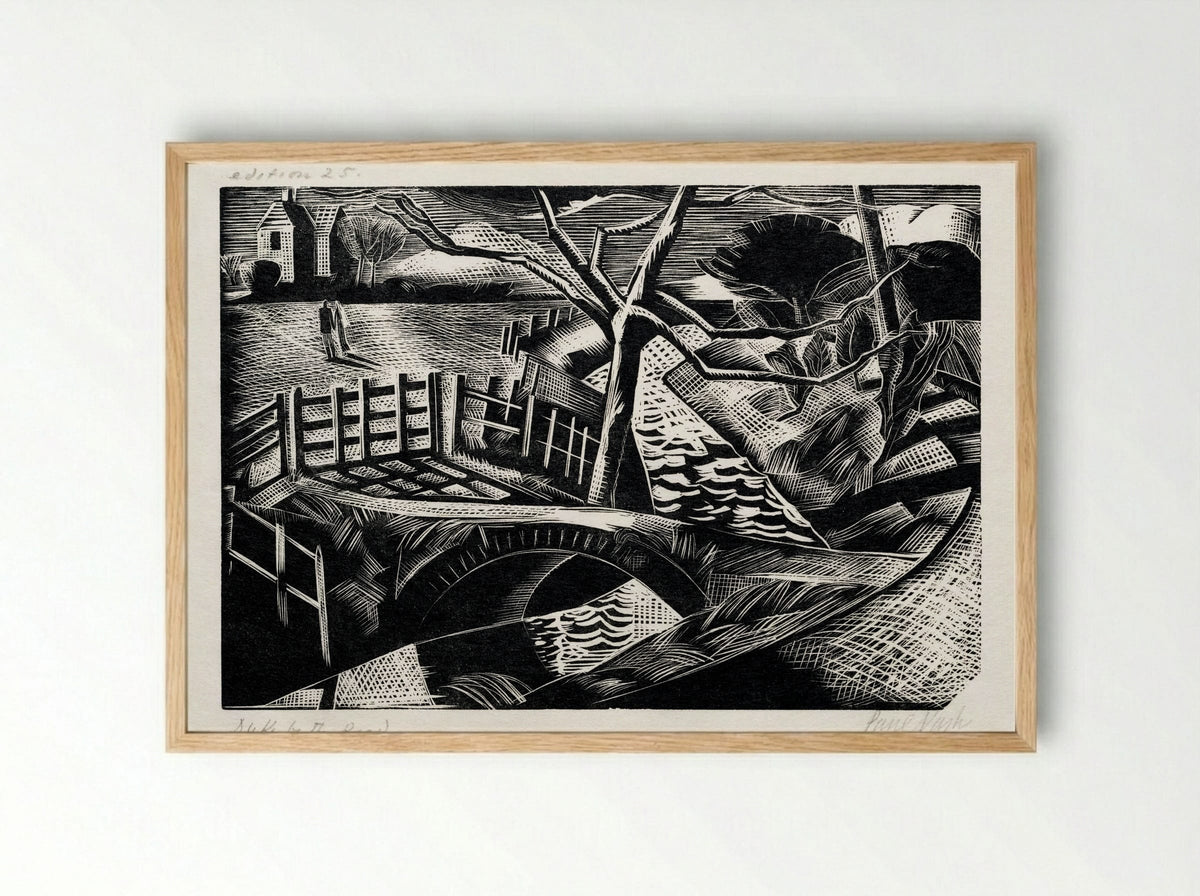 Dyke by the Road - Paul Nash - Framed Print Wood
