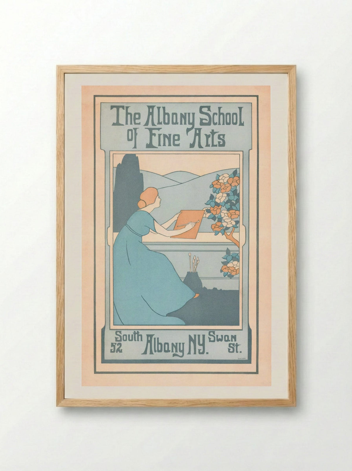 The Albany School of Fine Arts, 52 South Swan St., Albany, NY - E.M. Enos - Framed Print Wood