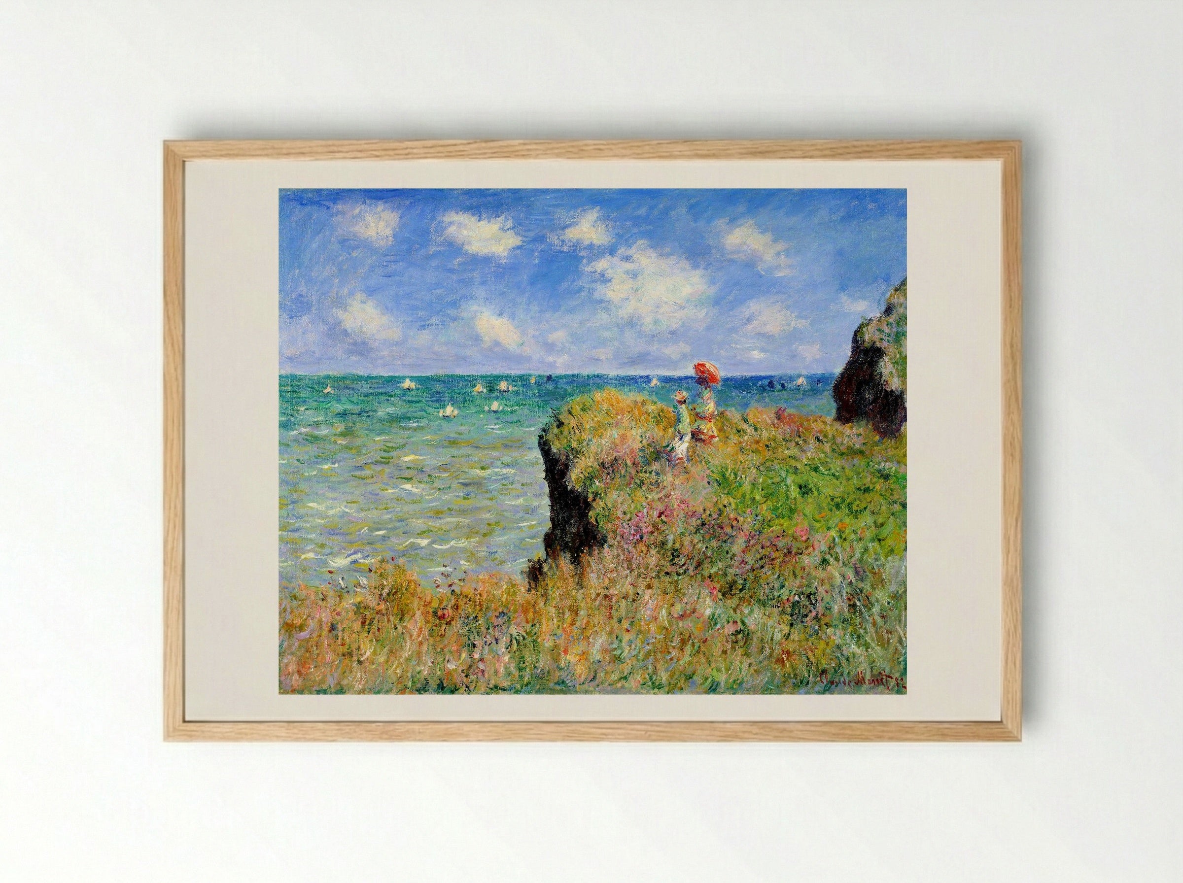 Clifftop Walk at Pourville - Claude Monet - Framed Print Wood