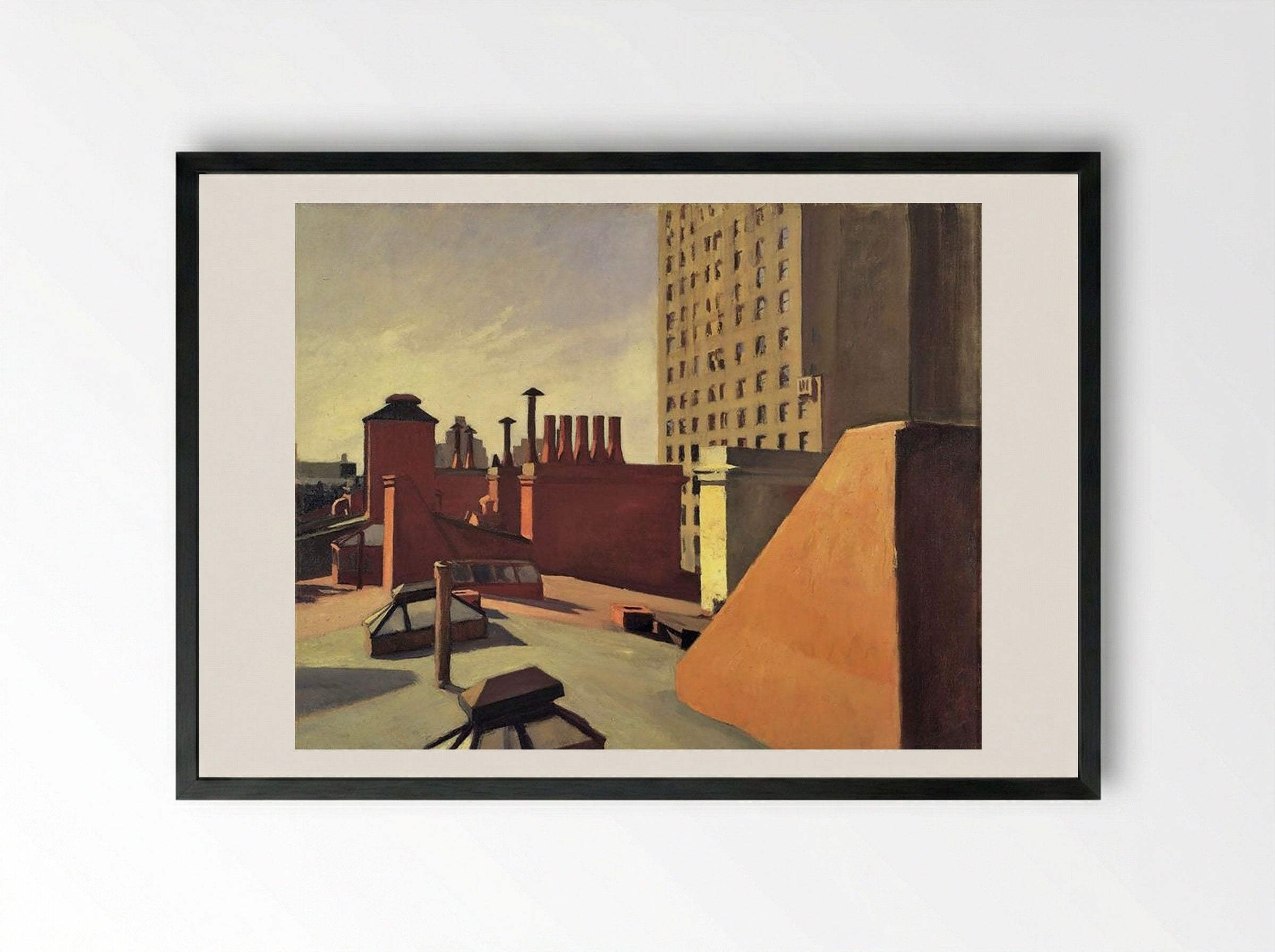 City Roofs - Edward Hopper - Framed Print Black