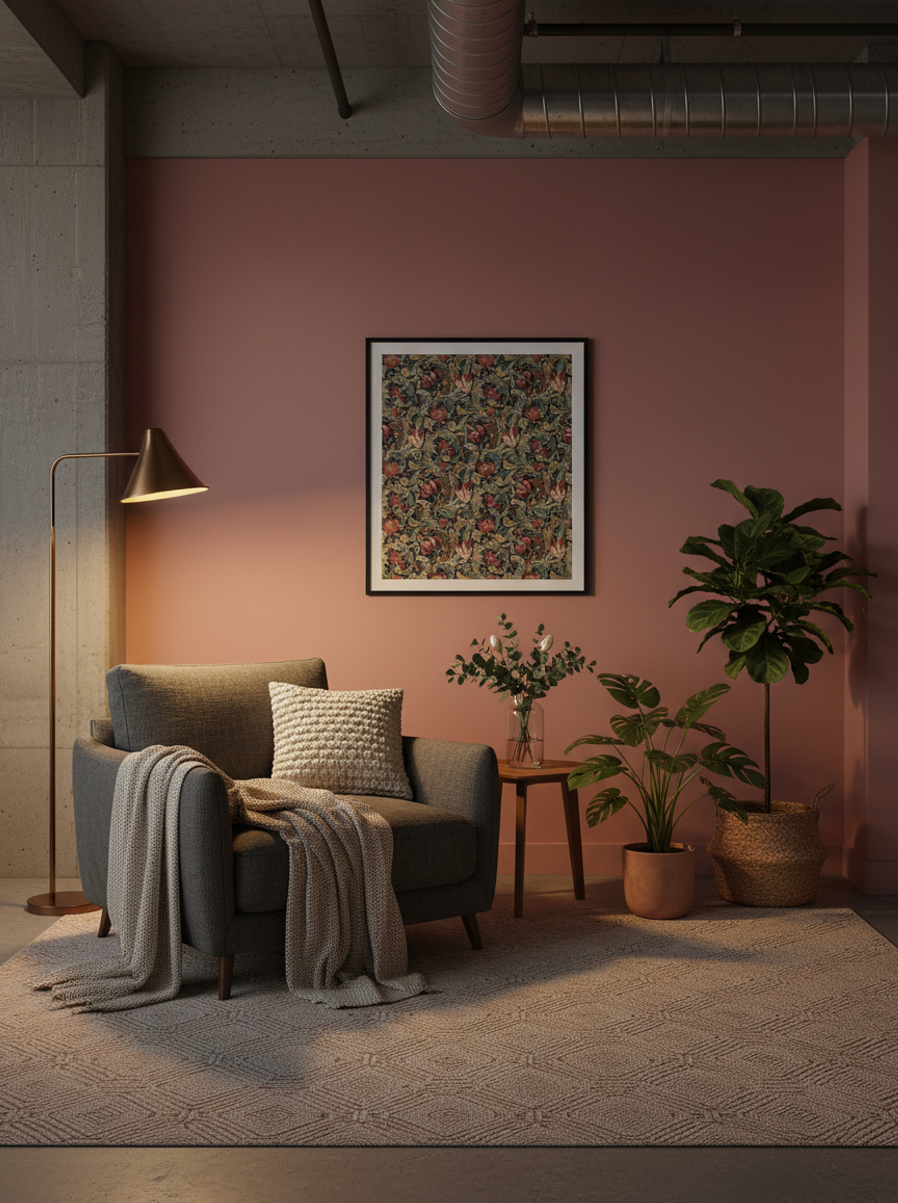 Floral Pattern with Tulips and Foliage - Fine Art Print - Lifestyle