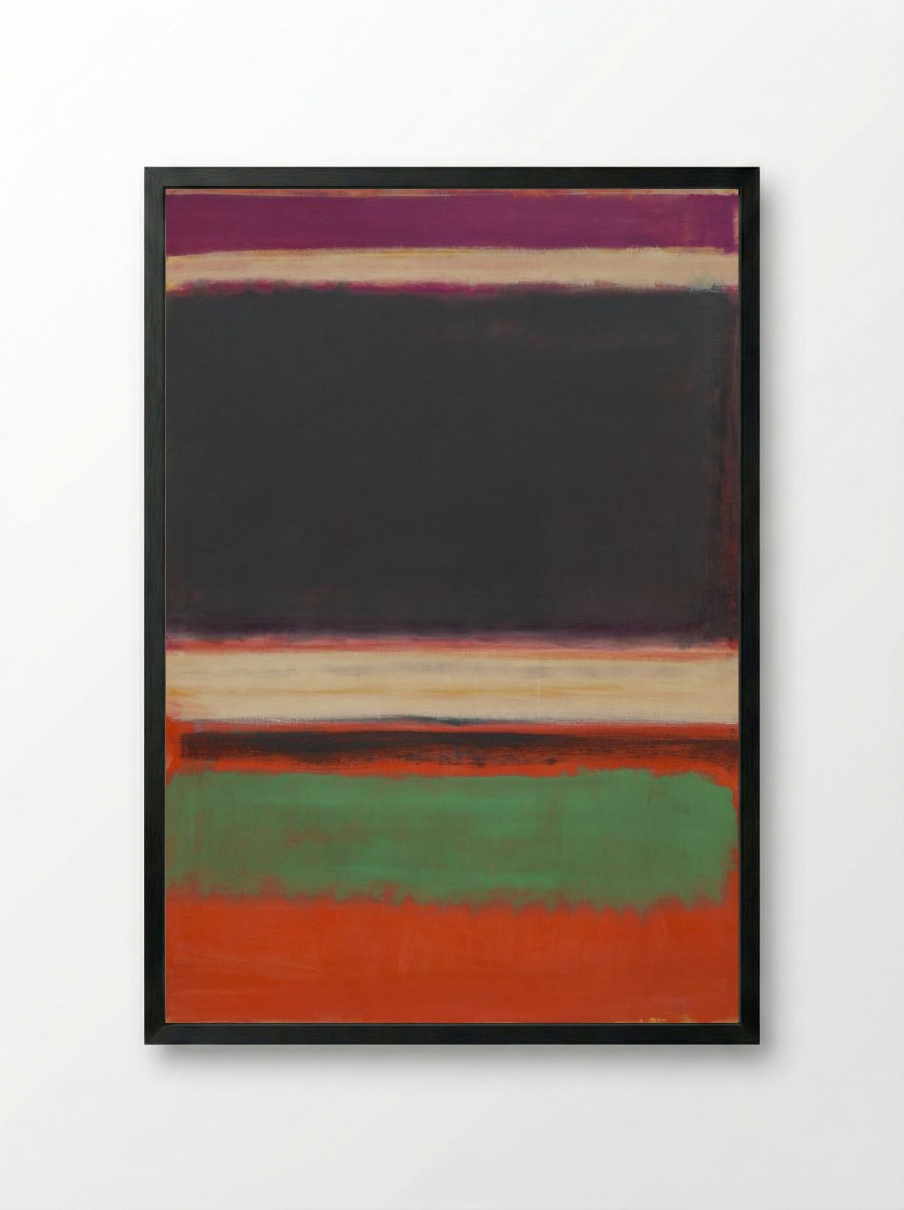 No. 3/No. 13 (Magenta, Black, Green on Orange) - Mark Rothko - Framed Print Black