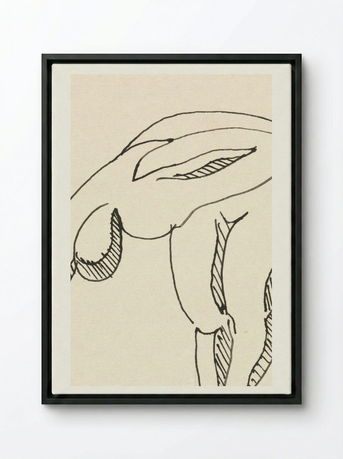 Study of a Bowing Figure - Egon Schiele - Framed Canvas Black