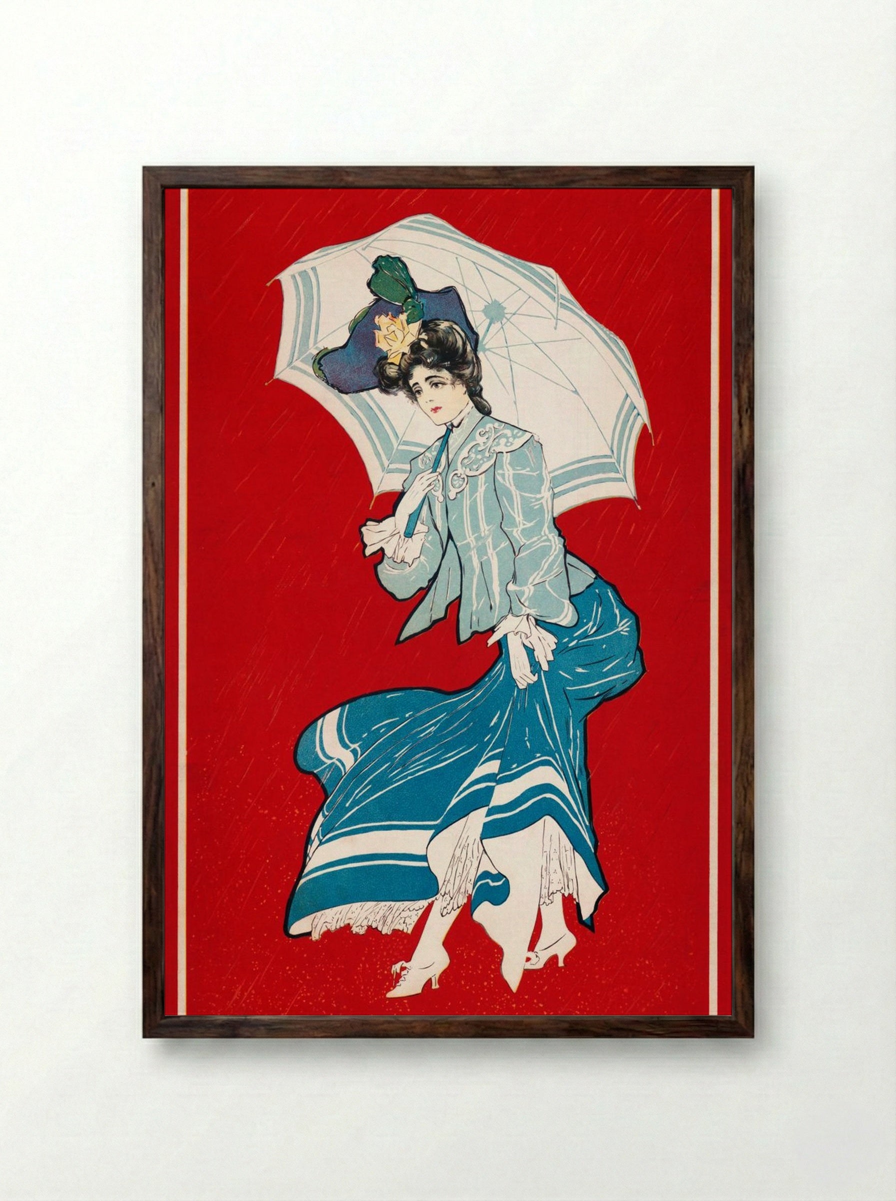 A Rainy Daisy - Gray - Framed Print Dark Wood