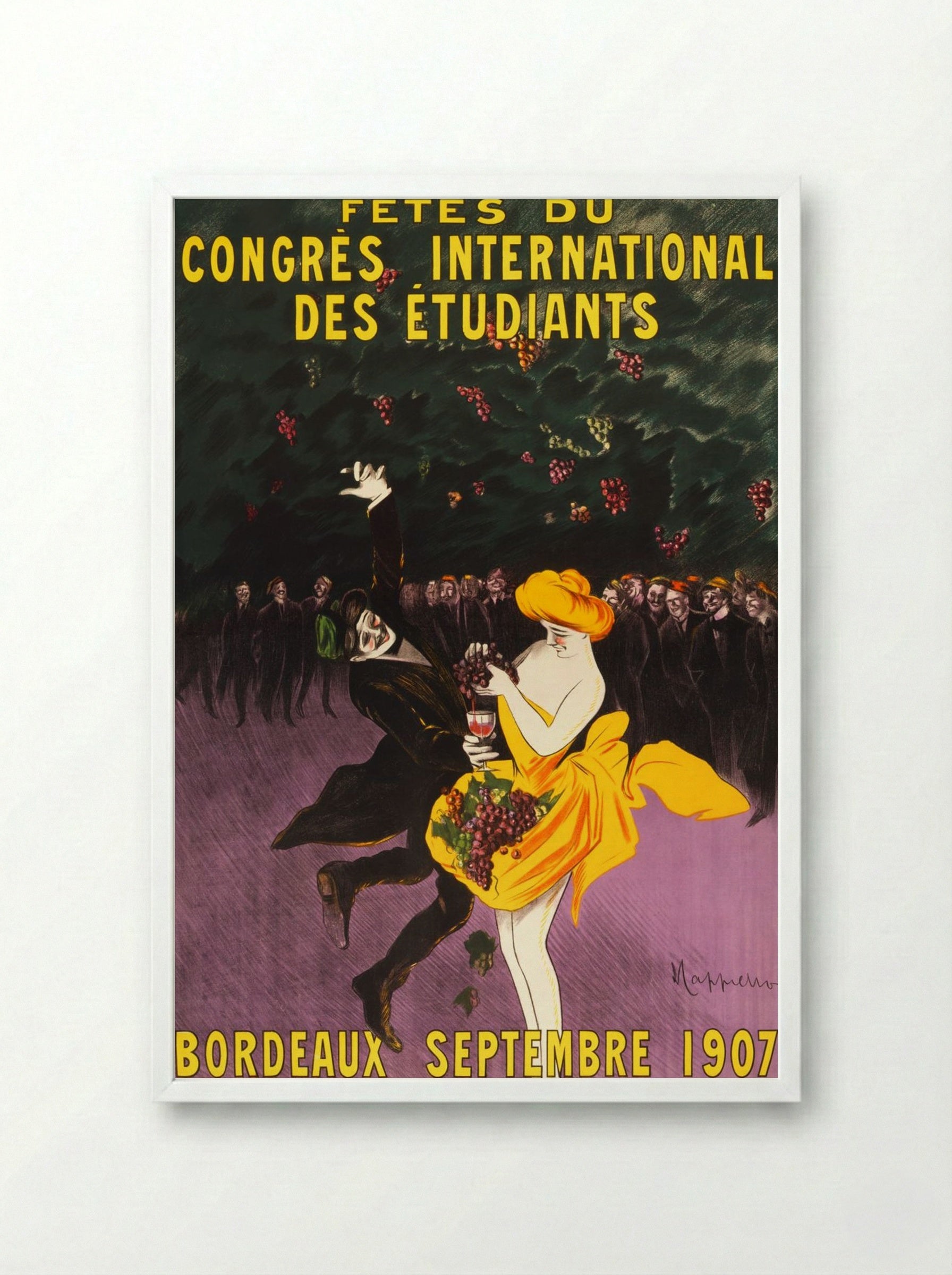 Celebrations of the International Student Congress, Bordeaux, 1907 - Leonetto Cappiello - Framed Print White