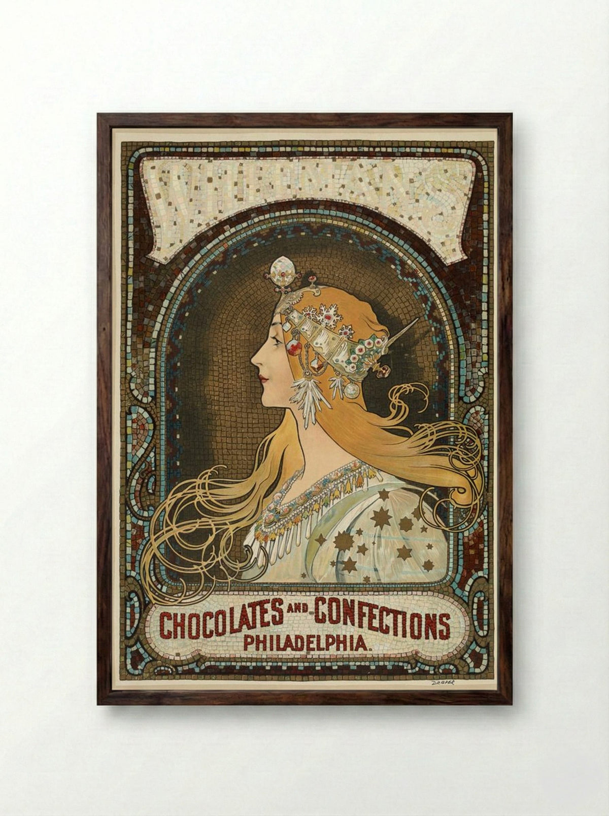 Zodiac - Alphonse Mucha - Framed Print Dark Wood