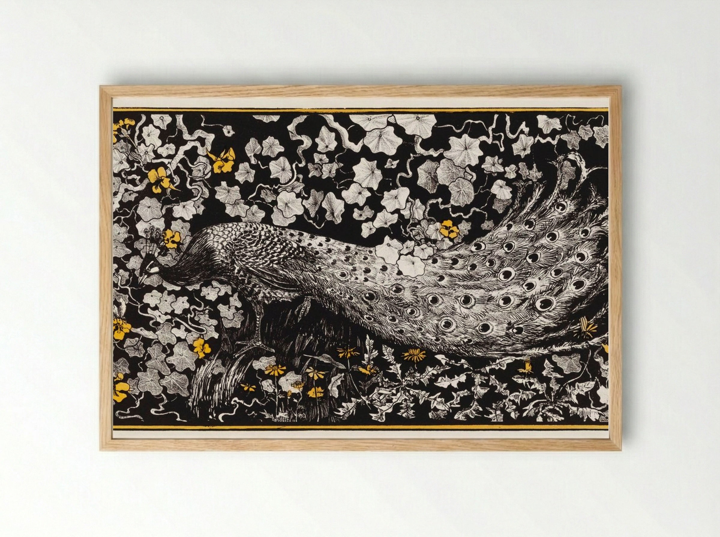 Peacock Among Foliage - Theo van Hoytema - Framed Print Wood