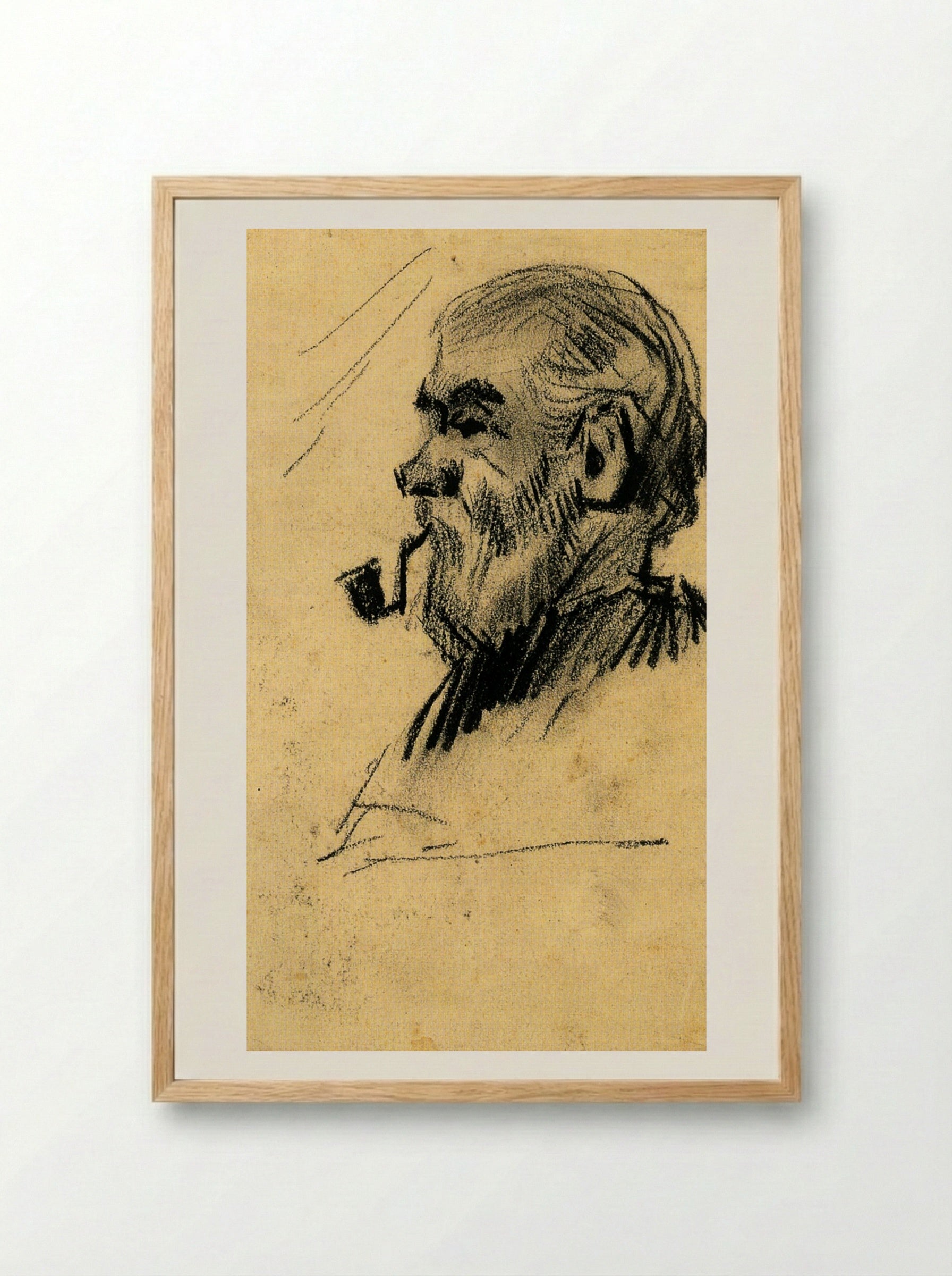 Head of an Old Man with Pipe - Vincent van Gogh - Framed Print Wood