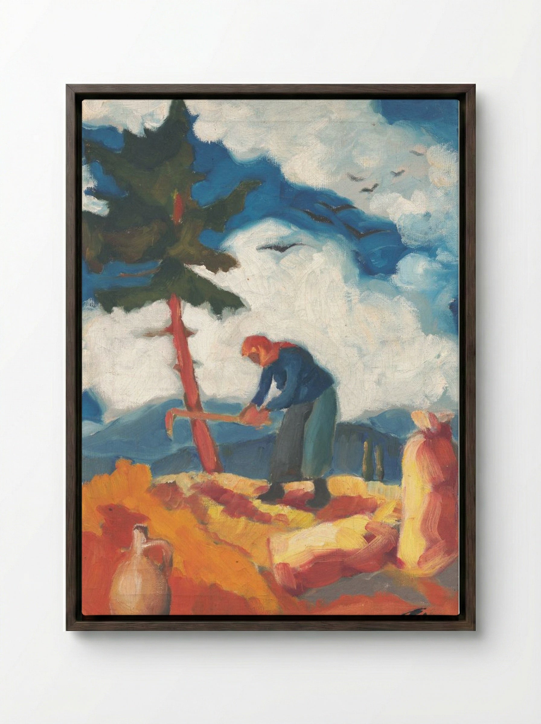 Potato Digger - Zolo Palugyay - Framed Canvas Dark Wood