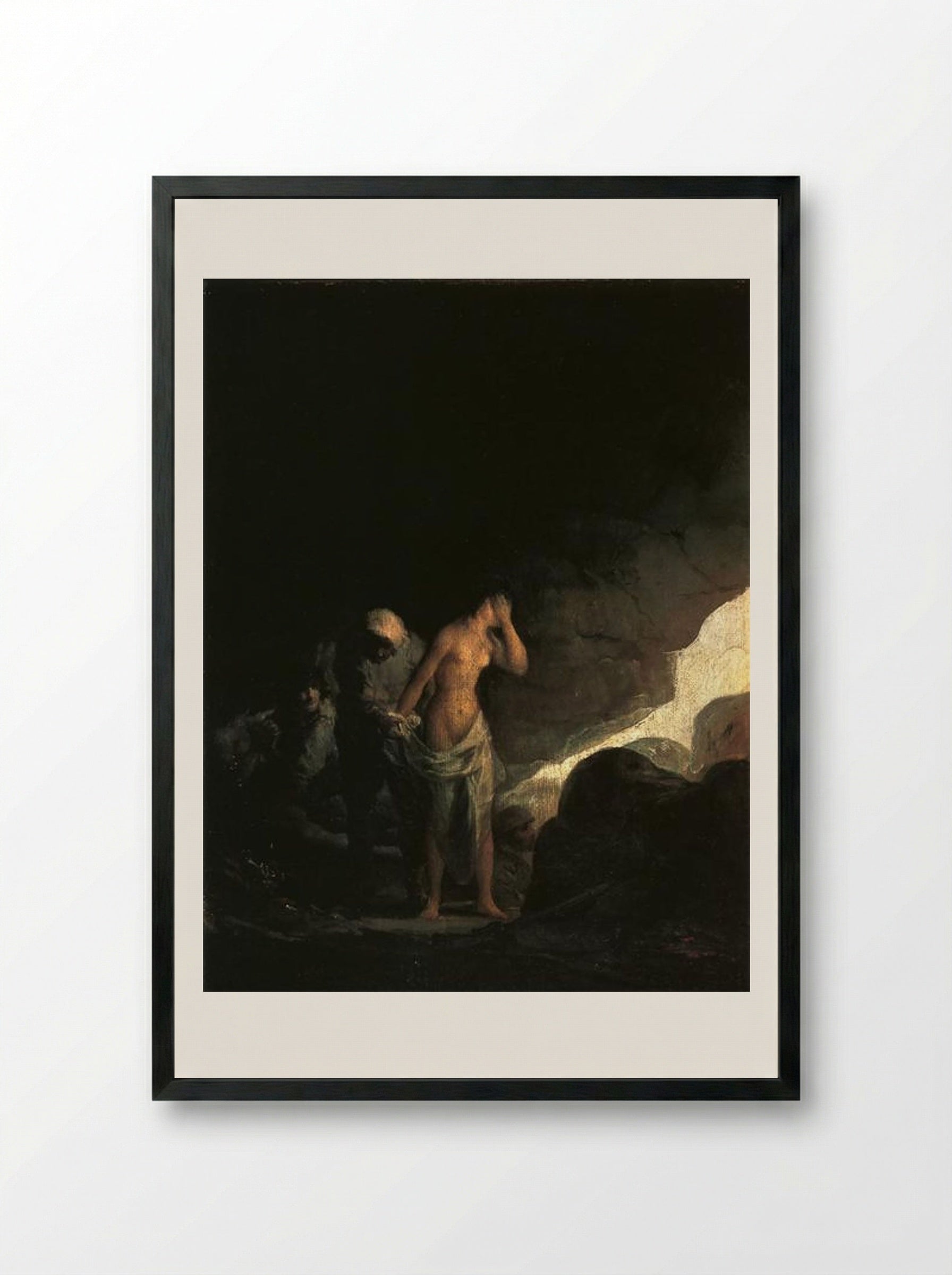 Brigand Stripping a Woman - Francisco Goya - Framed Print Black