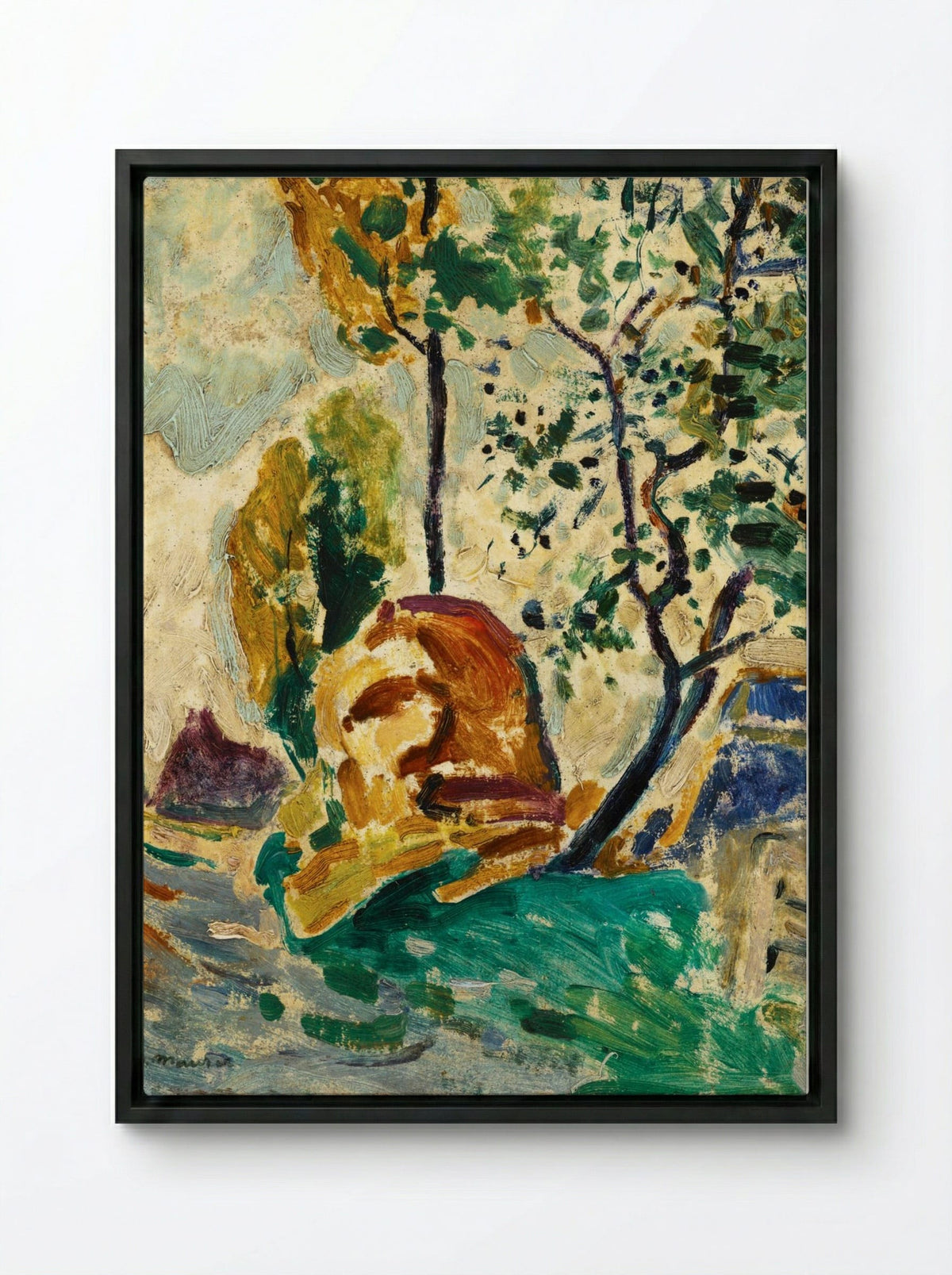 Tree and Rock - Alfred Henry Maurer - Framed Canvas Black