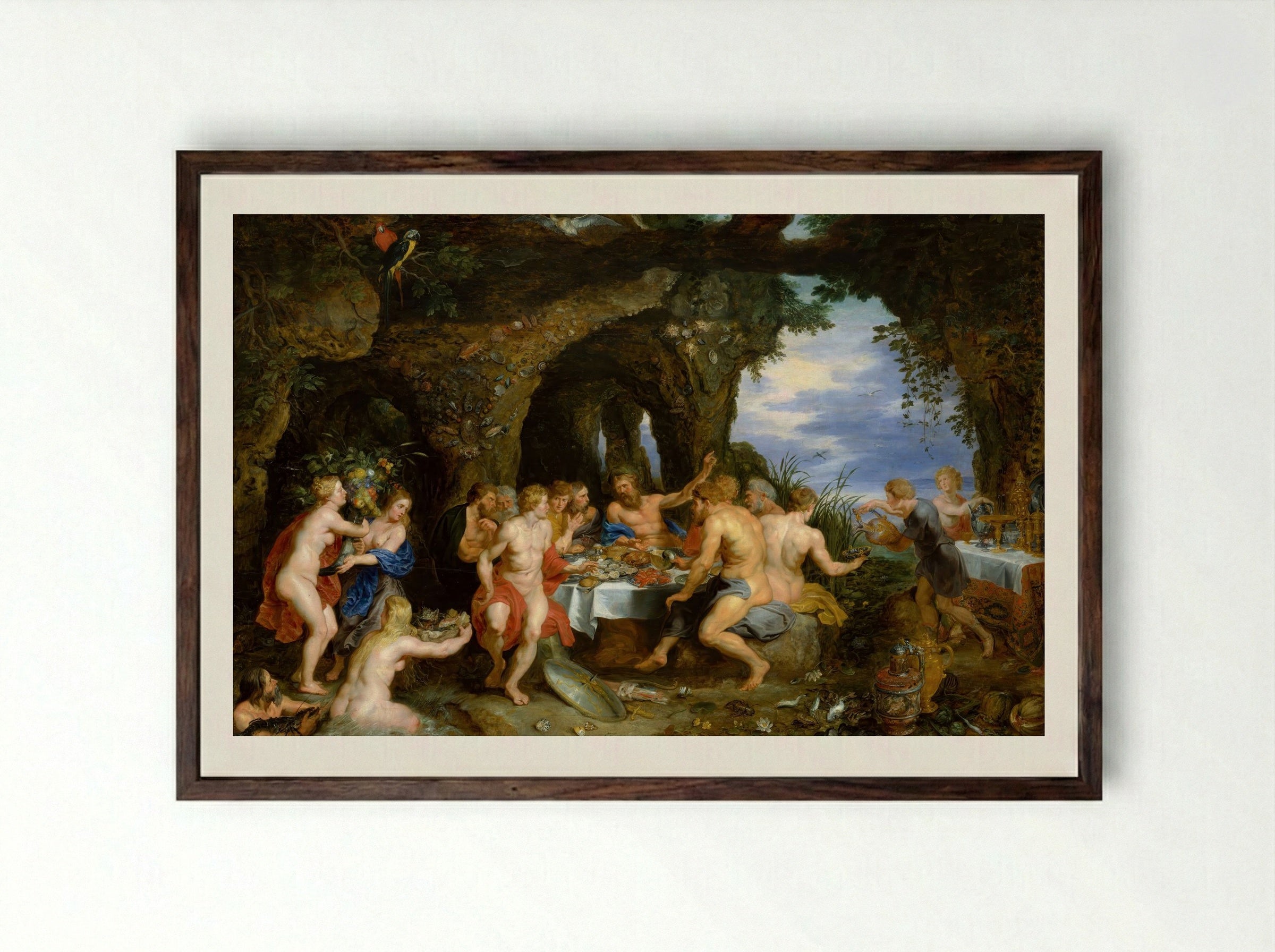 The Feast of Achelous - Peter Paul Rubens - Framed Print Dark Wood