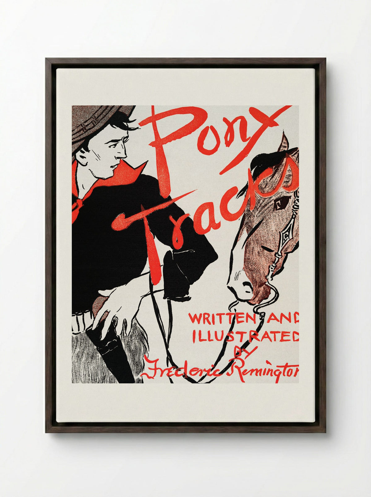 Pony Tracks - Edward Penfield - Framed Canvas Dark Wood