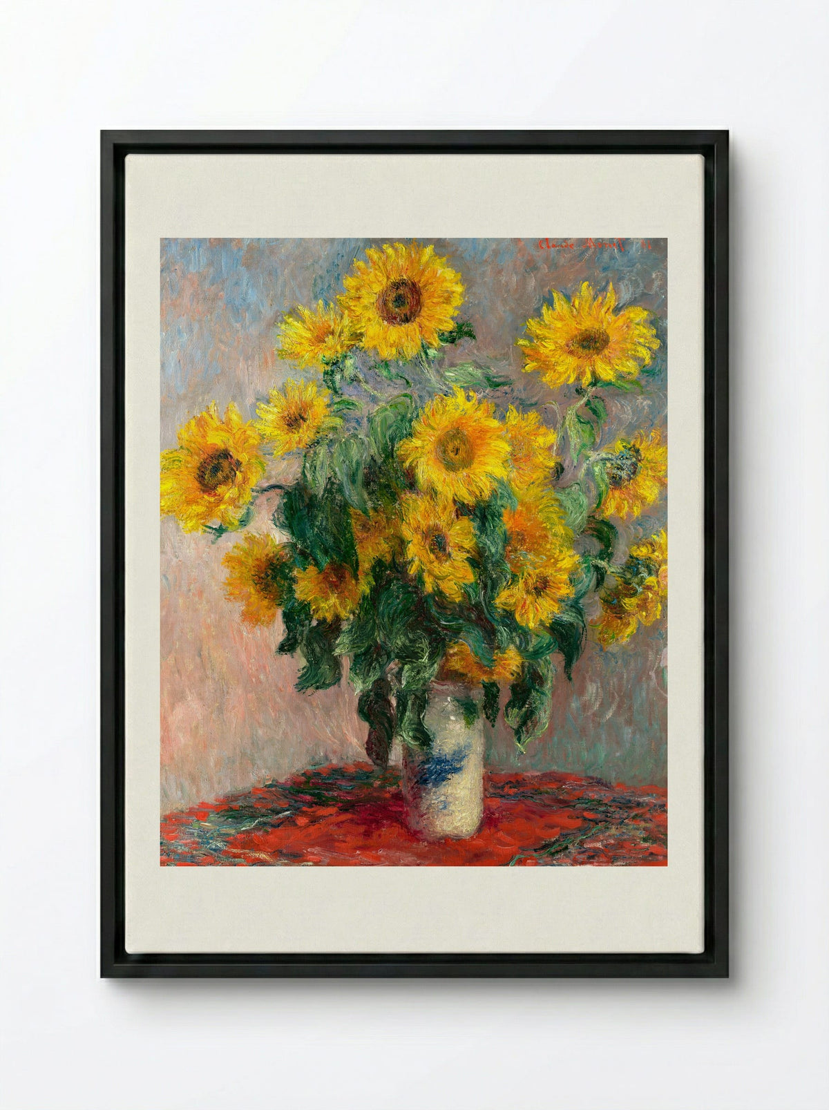 Bouquet of Sunflowers - Claude Monet - Framed Canvas Black