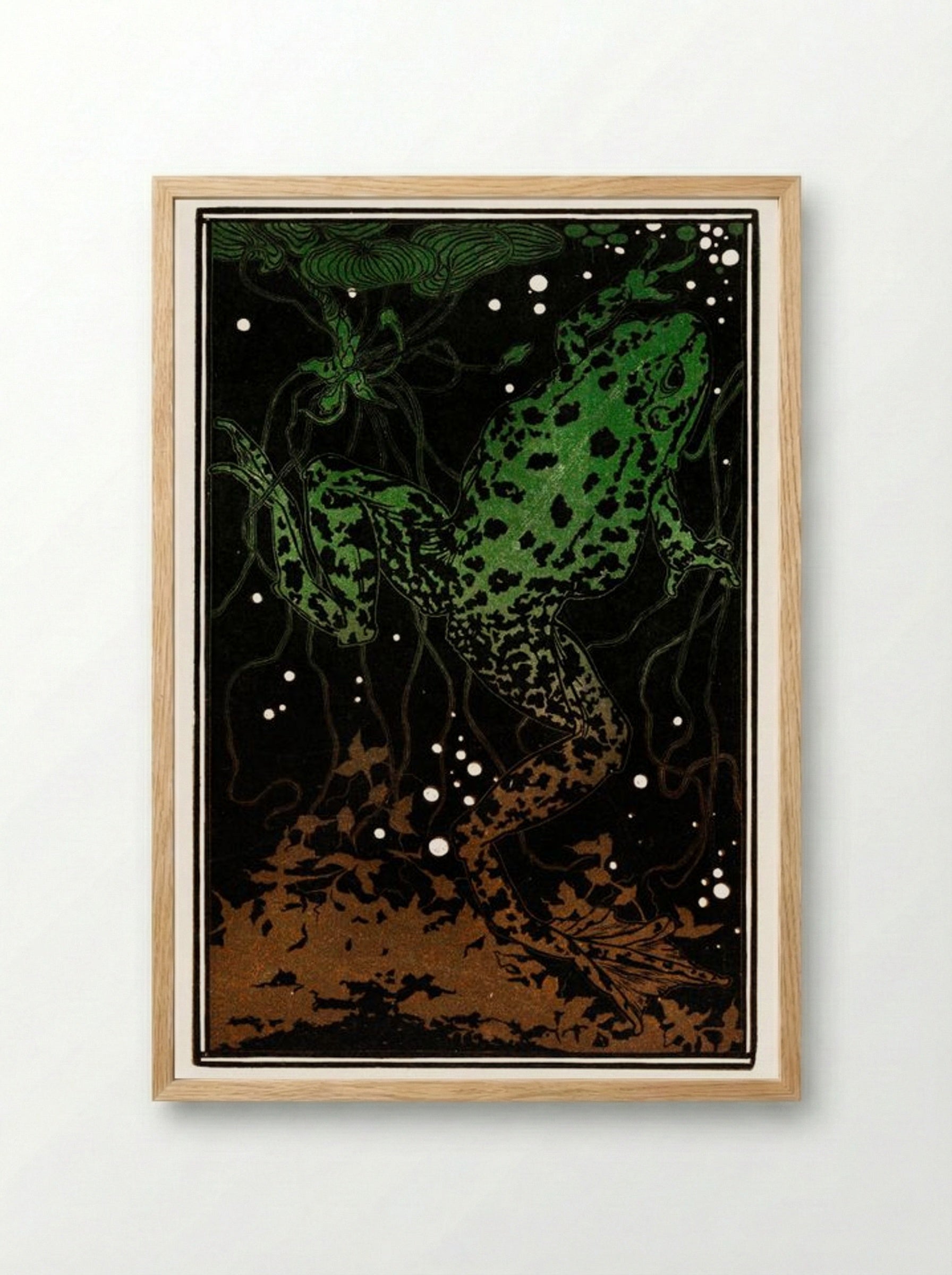 Swimming Frog - Julie de Graag - Framed Print Wood