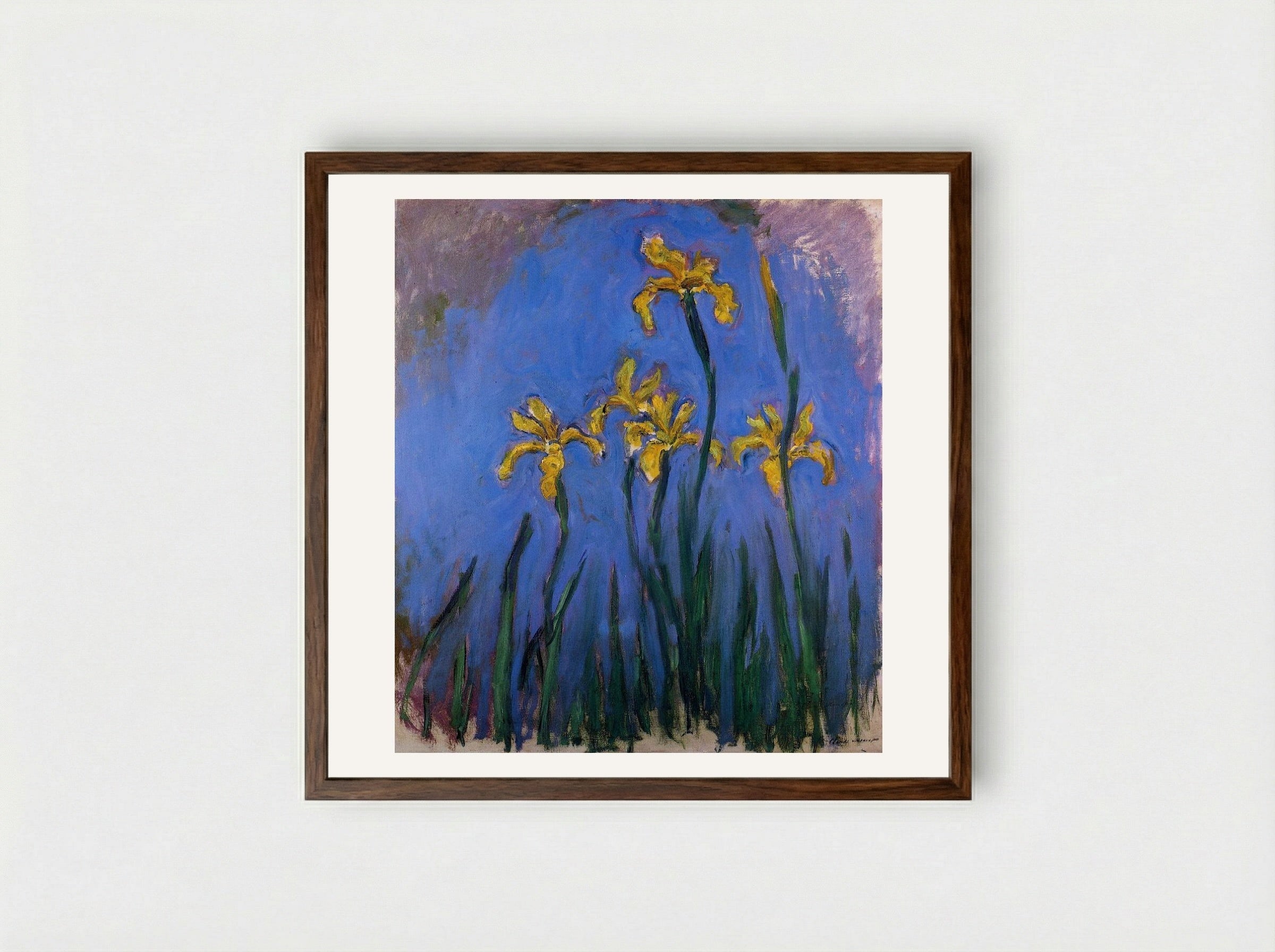 Yellow Irises - Claude Monet - Framed Print Dark Wood