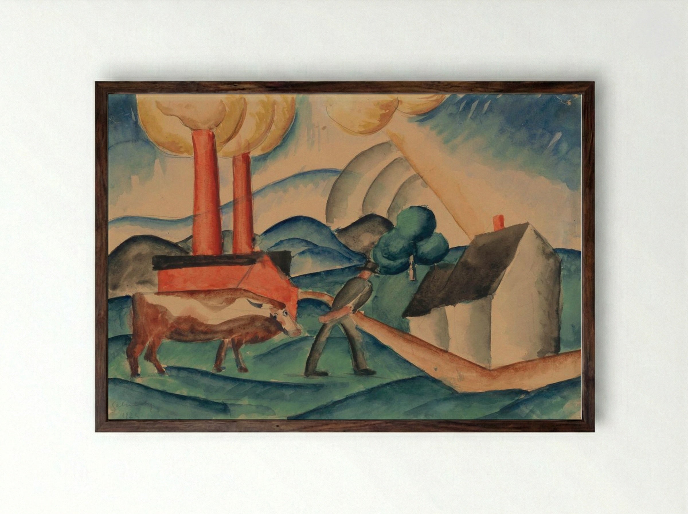 From Pasture - Schiller Geyser - Framed Print Dark Wood