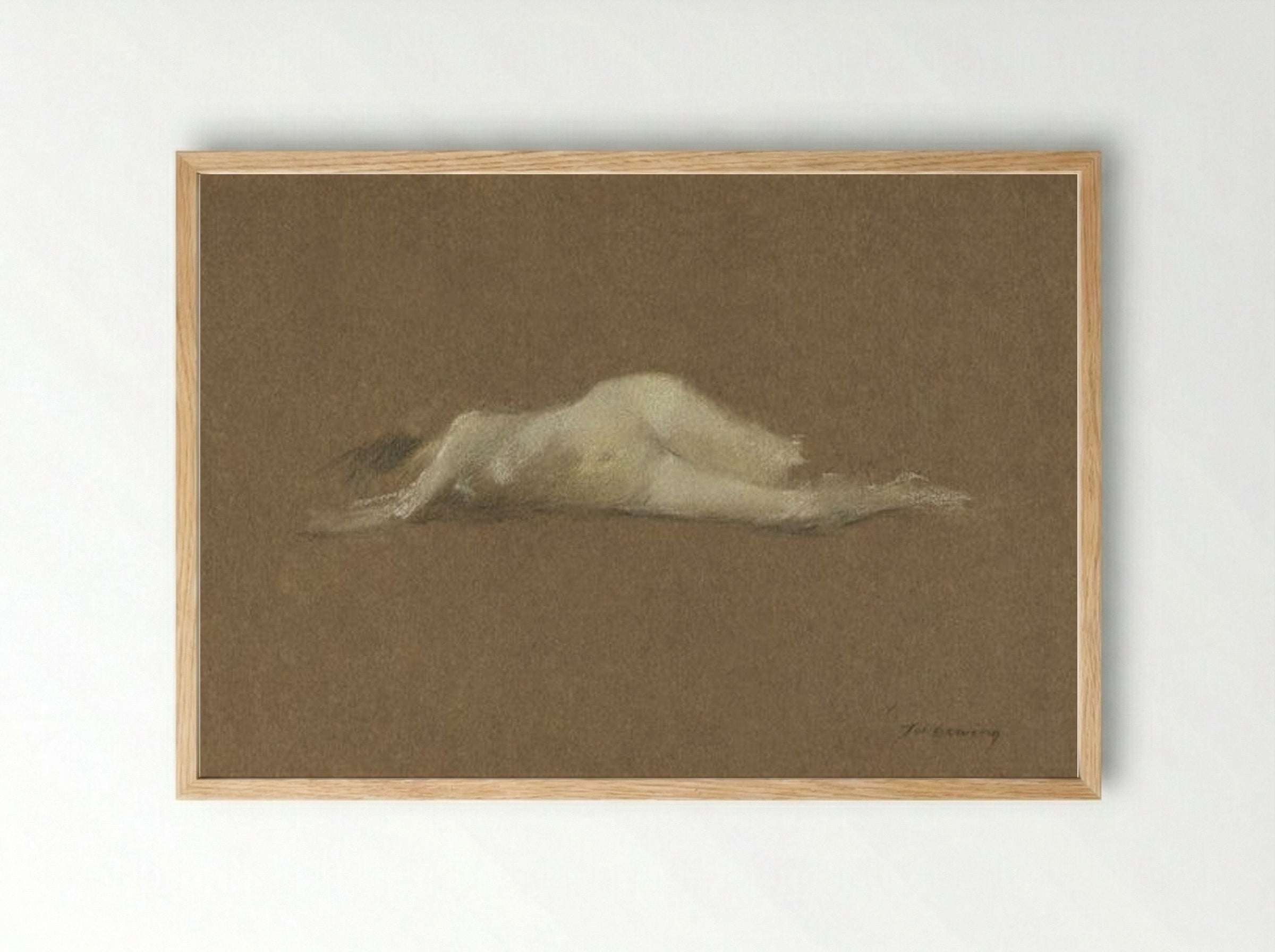 Nude Woman on Her Side - Thomas Wilmer Dewing - Framed Print Wood