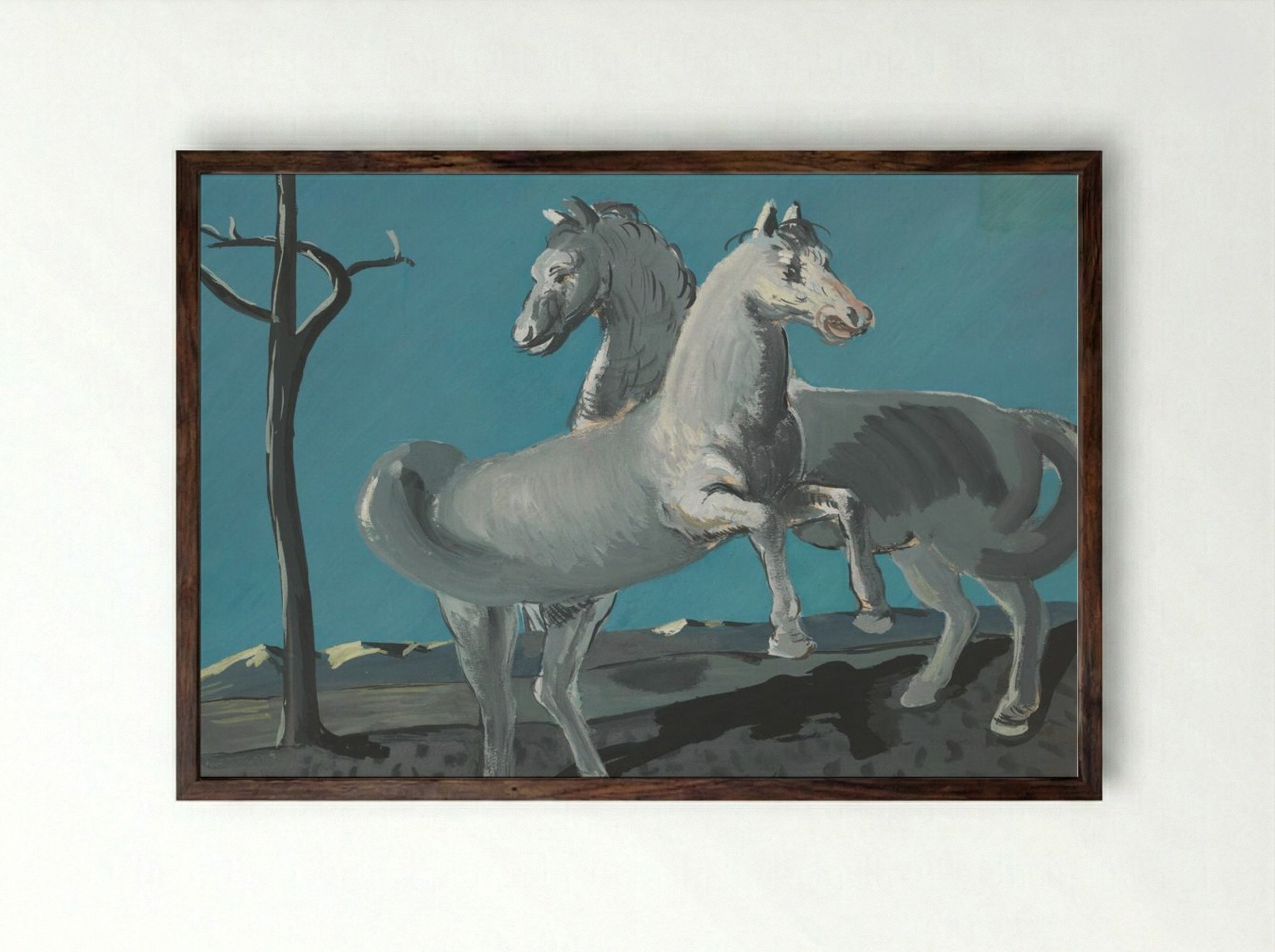 Study of Horses - Cyprián Majerník - Framed Print Dark Wood