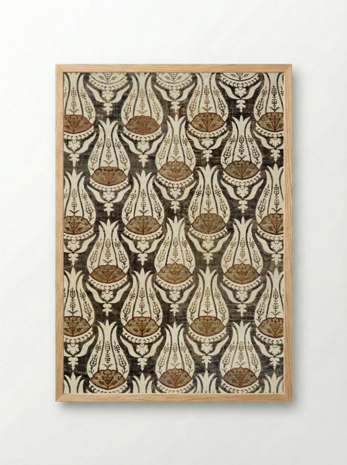 Furnishing Fabric with Tulip and Foliage Design - William Morris - Framed Print Wood