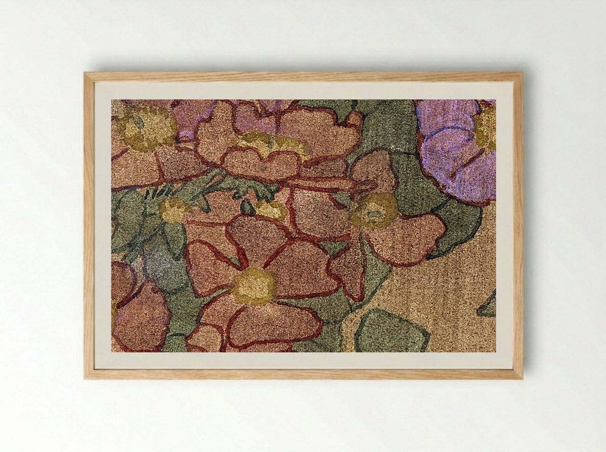 Pink Roses on Terracotta Color Ground (1915) - Hannah Borger Overbeck - Framed Print Wood